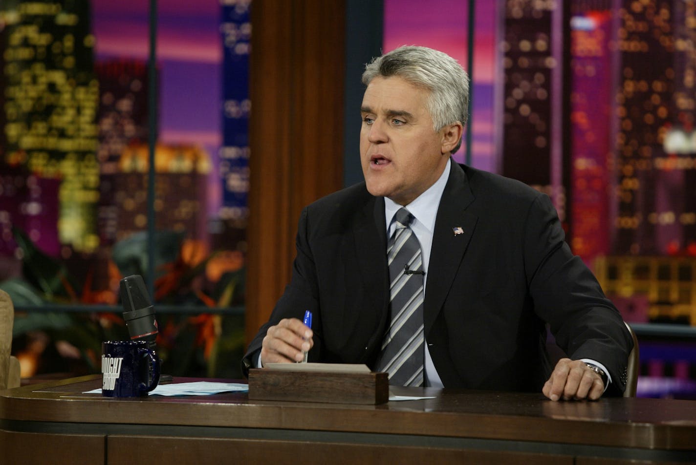 Host Jay Leno, on the occasion of the 50th anniversary of "The Tonight Show," announces that in 2009, he will be turning over the mike to NBC's Conan O'Brien.