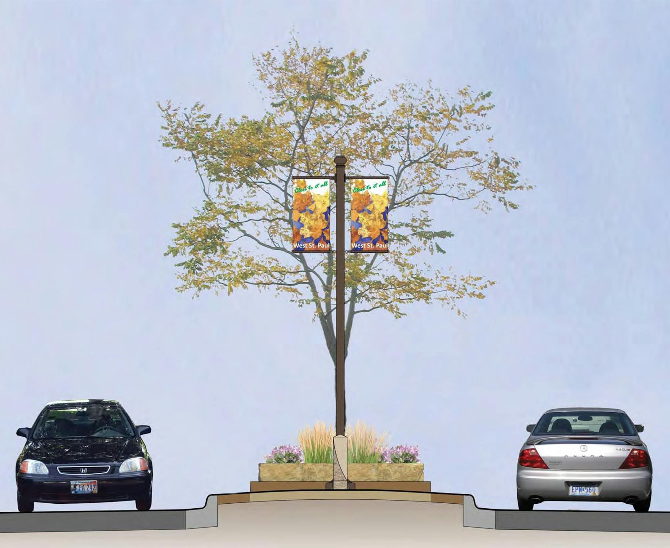 Median detailed cross section, Robert Street Improvements, SRF Consulting Group. Nov. 3, 2013