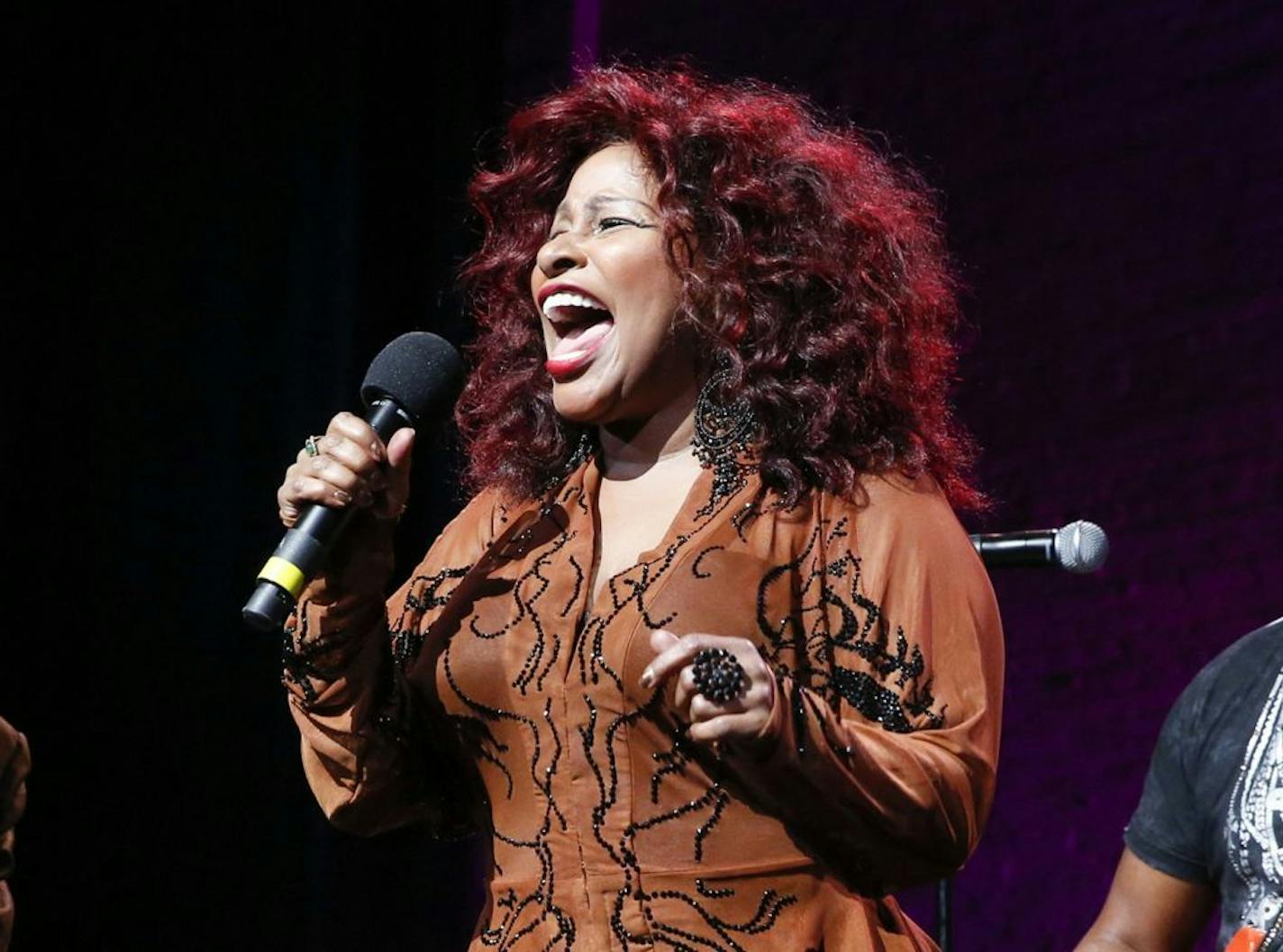 FILE - In this Oct. 24, 2014, file photo, Chaka Khan performs at the 13th annual "A Great Night in Harlem" gala concert in New York. Chaka Khan and her sister have both entered a drug rehabilitation program to battle their addiction to prescription drugs. In a statement released, Sunday, July 10, 2016, Khan said she has been battling with an addiction to he same medication that led to Prince�s death last April.