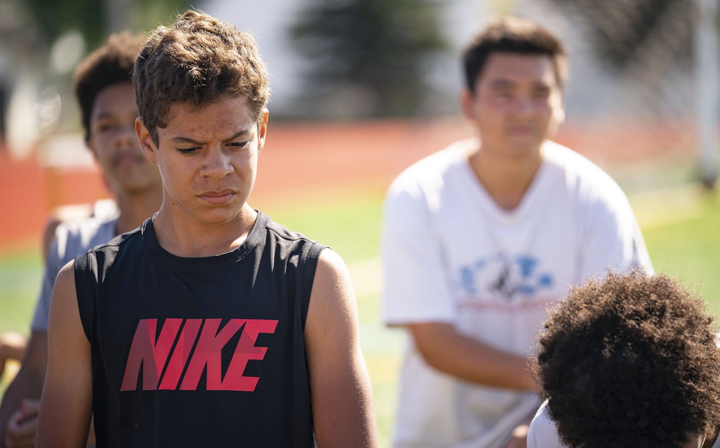 Kayden Dixon reacted as he listened to Denfeld head coach Erik Lofald talked to the team about the MSHSL decision to move football to the spring. ] ALEX KORMANN • alex.kormann@startribune.com The Minnesota State High School League is voting on the fate of all fall sports on August 4, 2020. Different teams from Denfeld High School in Duluth practiced that day without knowing the fate of their sport.