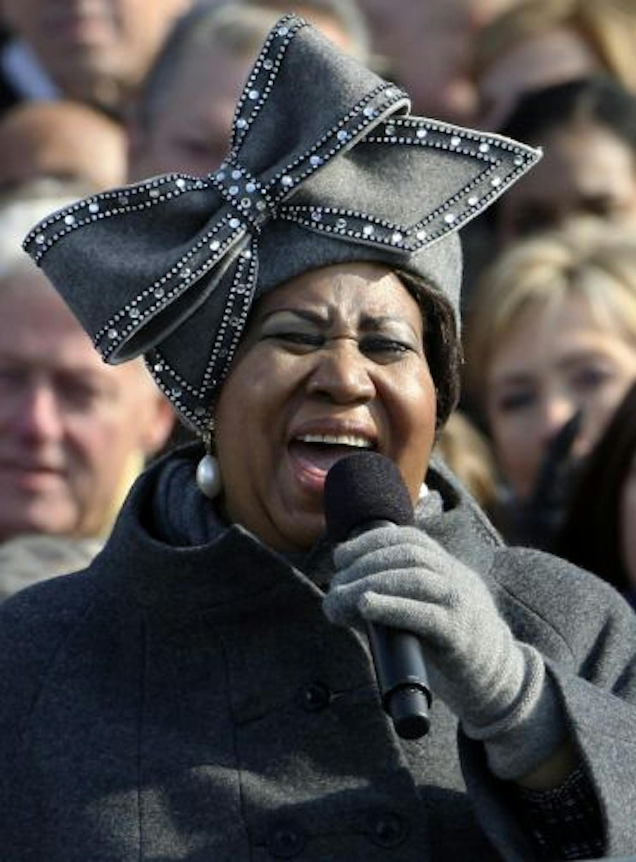 Aretha Franklin wore a custom-designed hat as she performed at the inauguration for President Obama.
