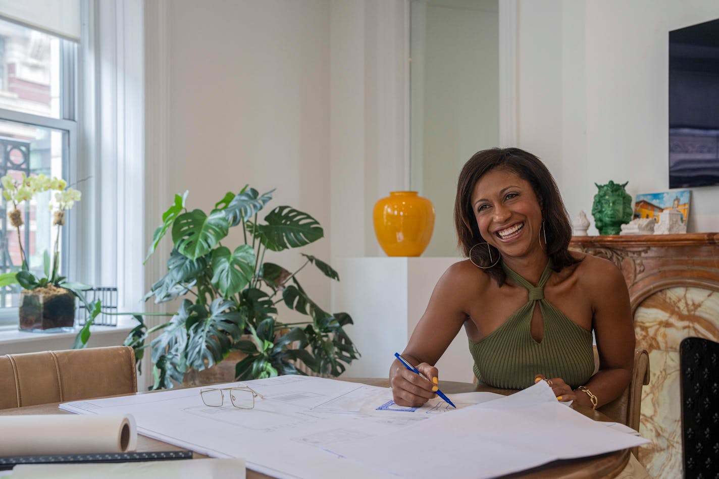 Elizabeth Graziolo, founder and principal of Yellow House Architects, at her office in Manhattan on Aug. 17, 2023. In the three years since she started Yellow House, Graziolo has developed a busy practice devoted to high-end residential design in a style she calls "clean classicism" — buildings that take traditional forms but eschew excessive ornamentation. (Hiroko Masuike/The New York Times)