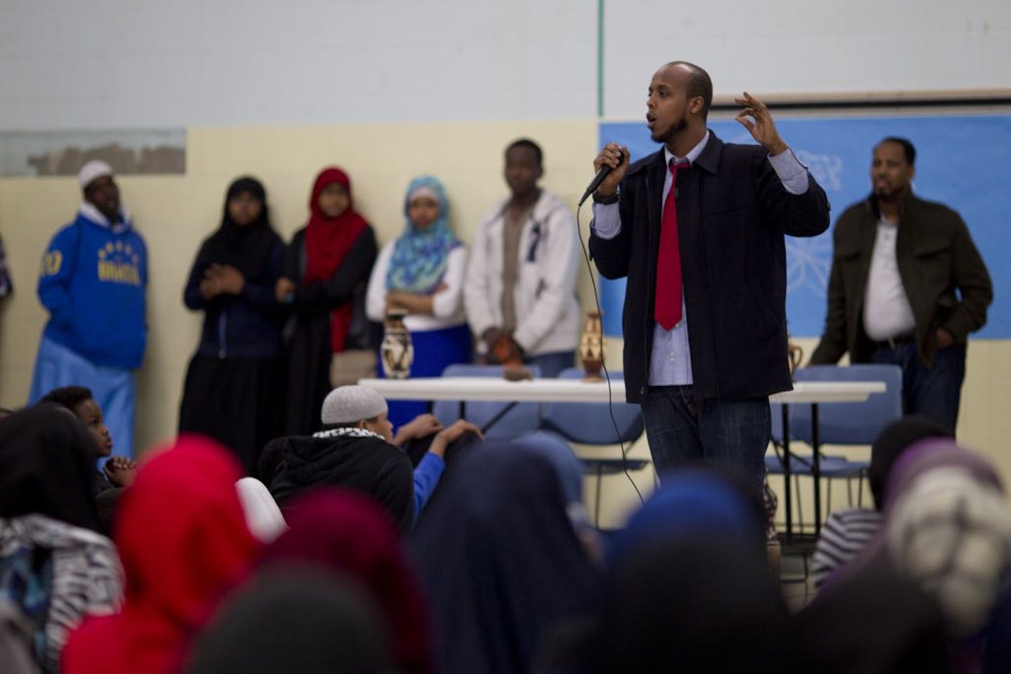 Abdifatah Farah, aka Abdi Phenomenal, is one of many emerging Somali-American spoken-word artists. Here, he urged students to speak up and get involved in their community. "Poetry is not just a speech. It's an action," he said.