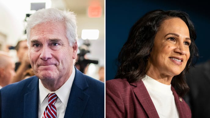 Left, U.S. Rep. Tom Emmer. Right, Minnesota House Speaker Lisa Demuth.