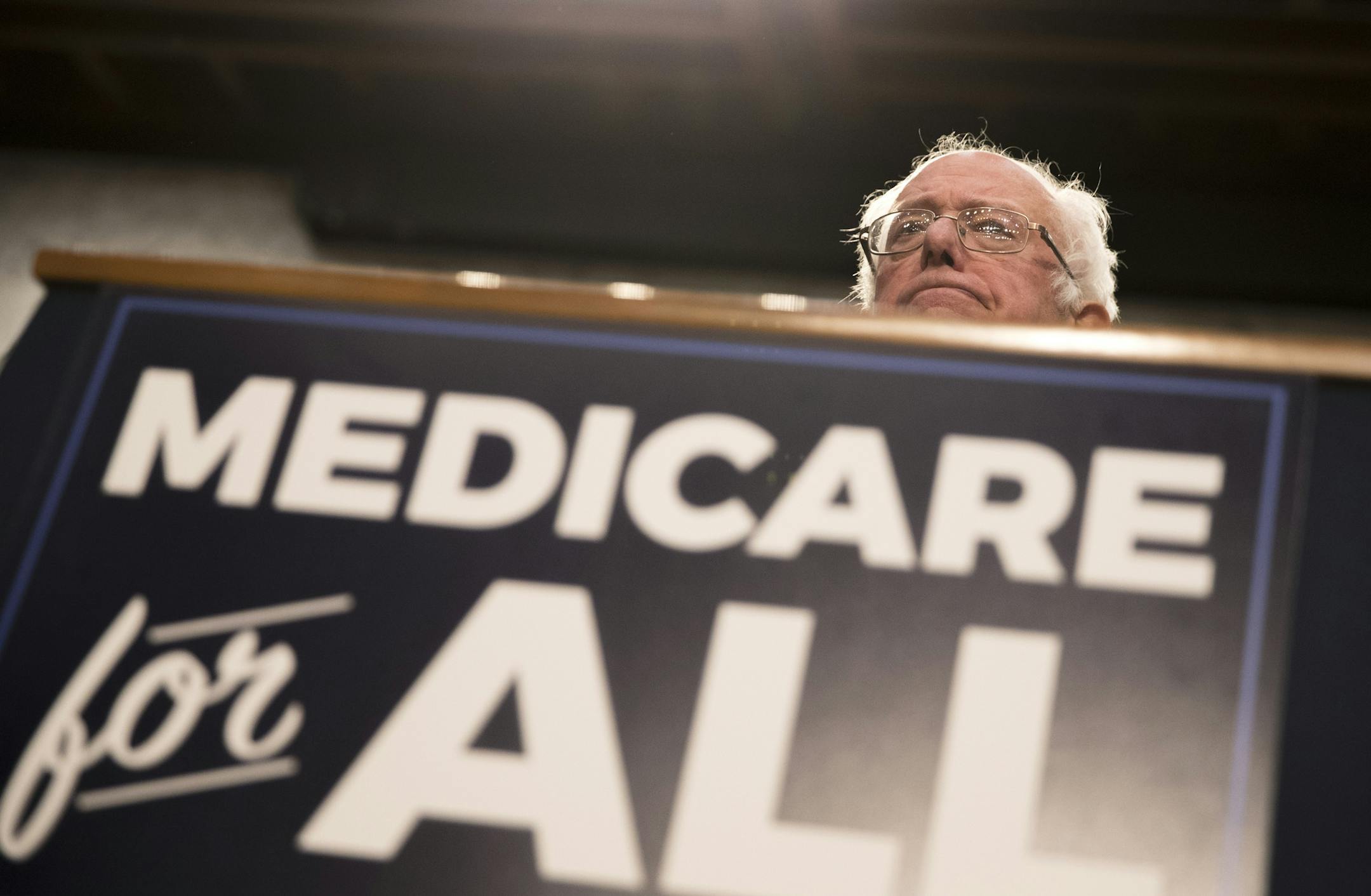 Sen. Bernie Sanders (I-Vt.) holds a news conference regarding health care policy, on Capitol Hill in Washington, Sept. 13, 2017. On the same day that Republican lawmakers were pitching a last-gasp effort to undo the Affordable Care Act, Sanders said that 15 Democratic senators have signed on to what he called a ìa Medicare-for-all, single-payer health care system.î (Tom Brenner/The New York Times)