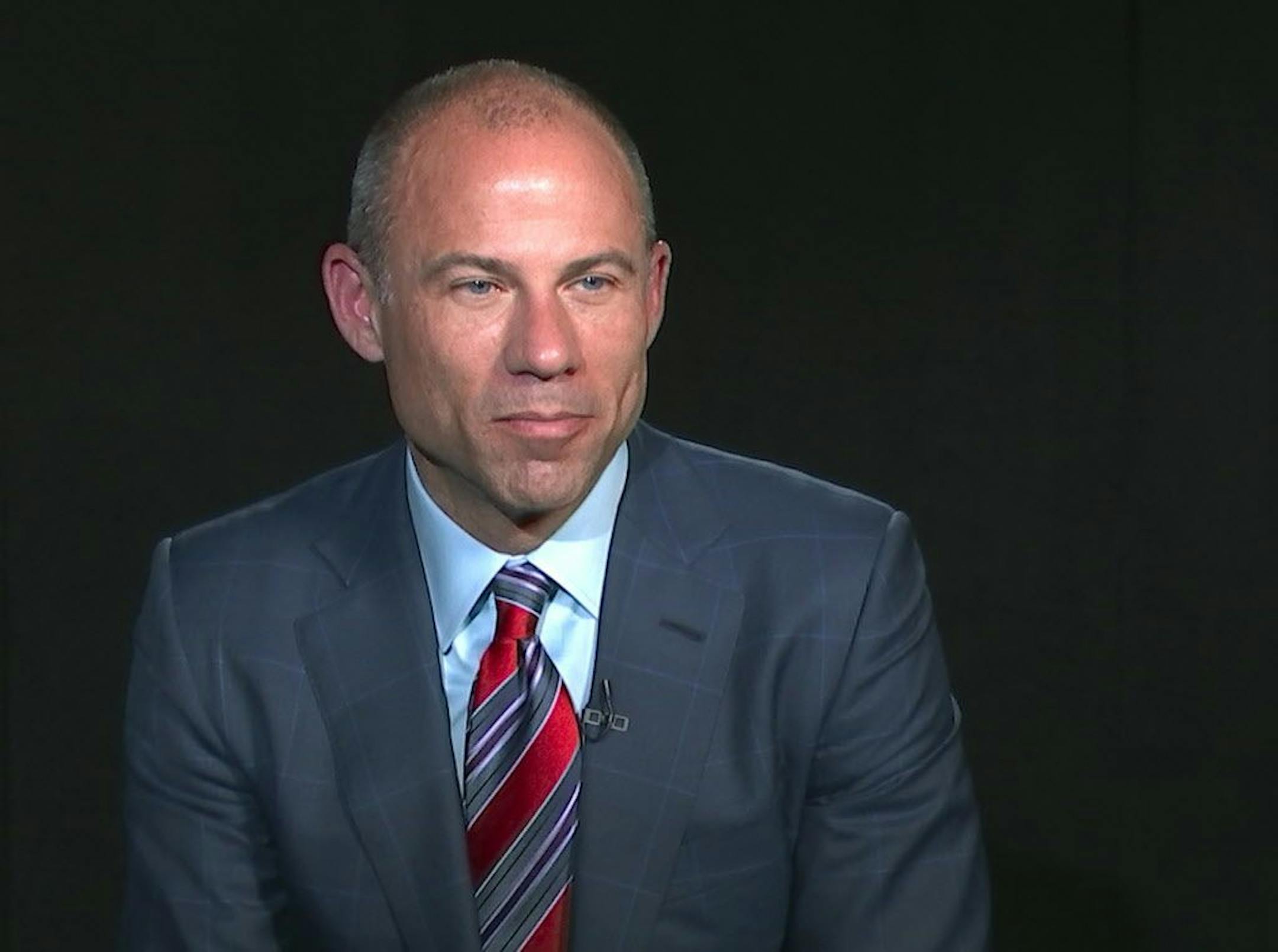 In this image from video, Michael Avenatti, attorney and spokesperson for adult film star Stormy Daniels, listens to a reporters' question during an interview at The Associated Press, Wednesday, March 21, 2018, in New York.