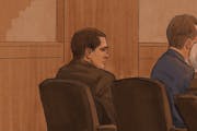 Anton Lazzaro in a courtroom sketch from the opening day of his sex-trafficking trial Wednesday in U.S. District Court in Minneapolis.