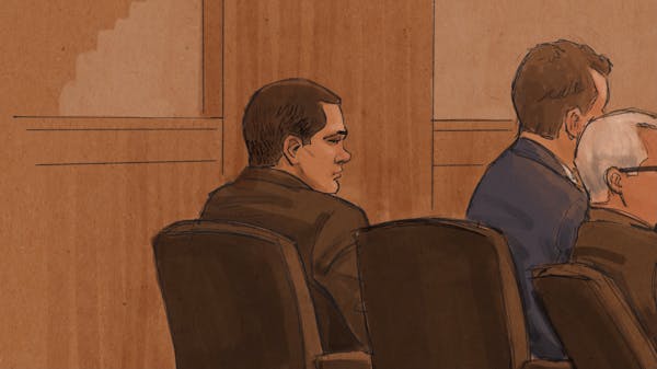 Anton Lazzaro in a courtroom sketch from the opening day of his sex-trafficking trial Wednesday in U.S. District Court in Minneapolis.