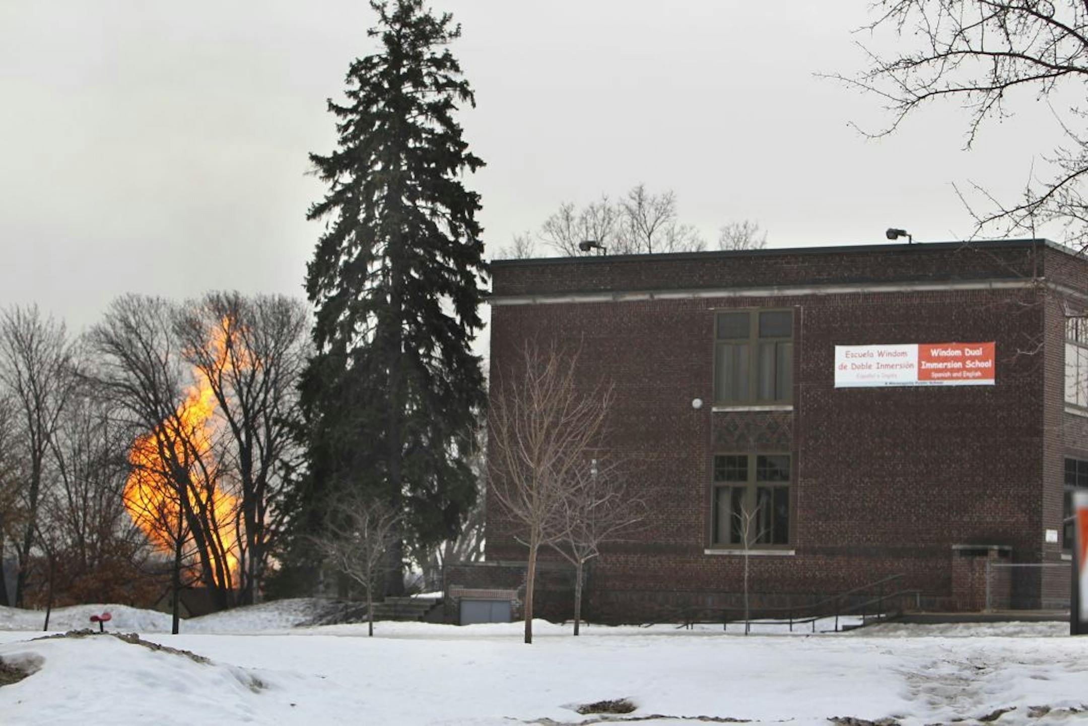 Flames could be seen near Windom School, which was less than a mile from the gas explosion.