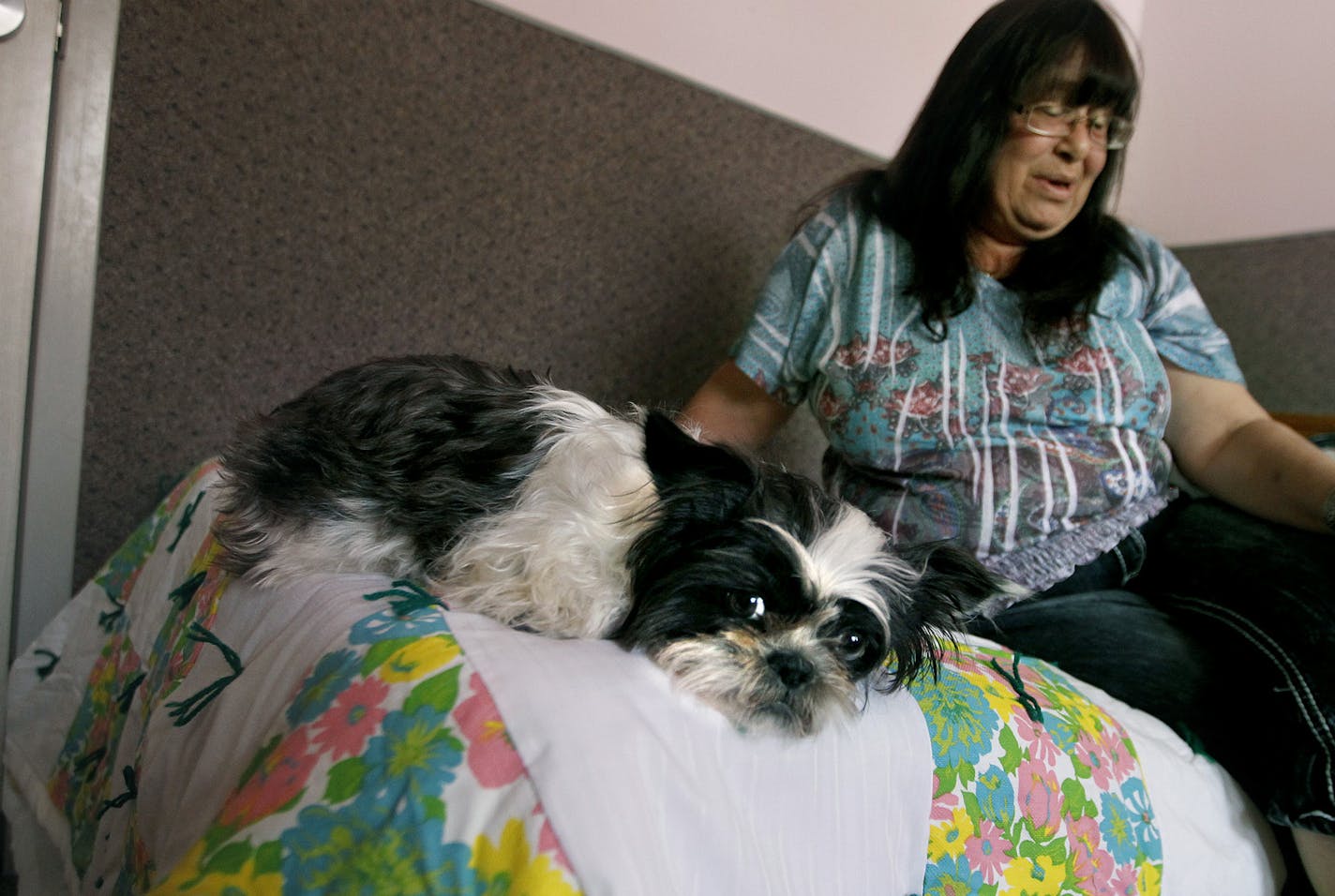 Tammy Berger spent three months at the Mid-Minnesota Women’s Center in Brainerd with her dog Betsy Moo Moo after leaving a boyfriend abusive to both of them.