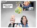 Sack cartoon: The balloon drop ...