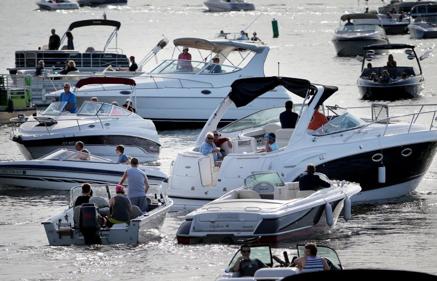 File photo of boats on Lake Minnetonka jamming up on a channel near Spring Park in May 2015.