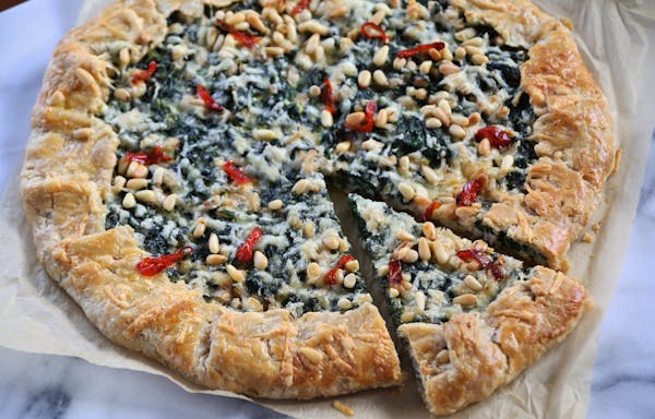 Spinach, White Bean and Pine Nut Galette. Photo by Robin Asbell * Special to the Star Tribune