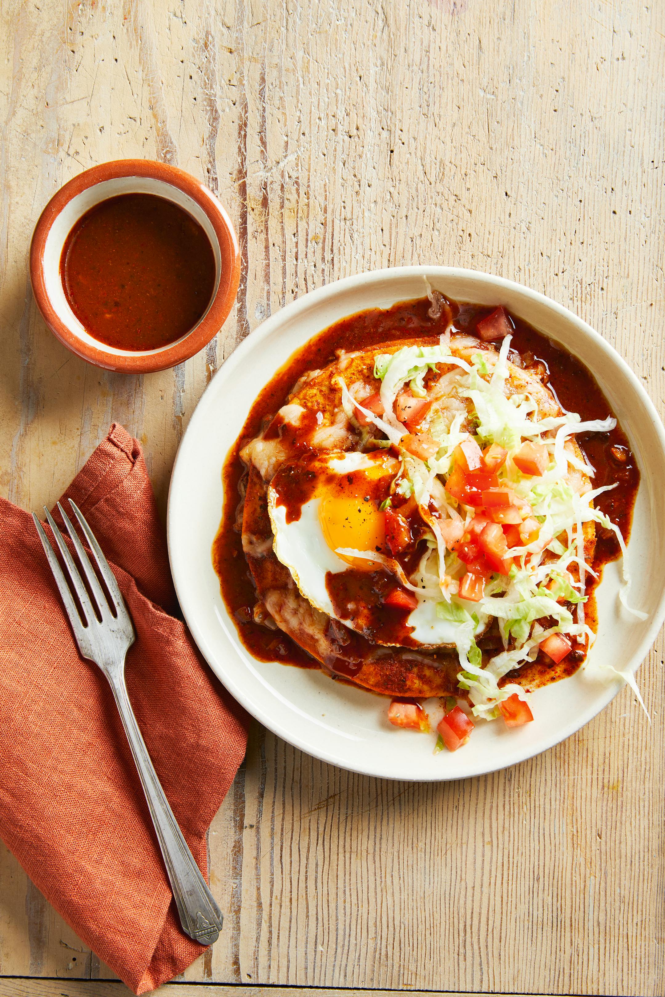 Provided: Red Chile Stacked Enchiladas from""Smithsonian American Table," by Lisa Kingsley in collaboration with the Smithsonian Institution (Harvest, 2023).