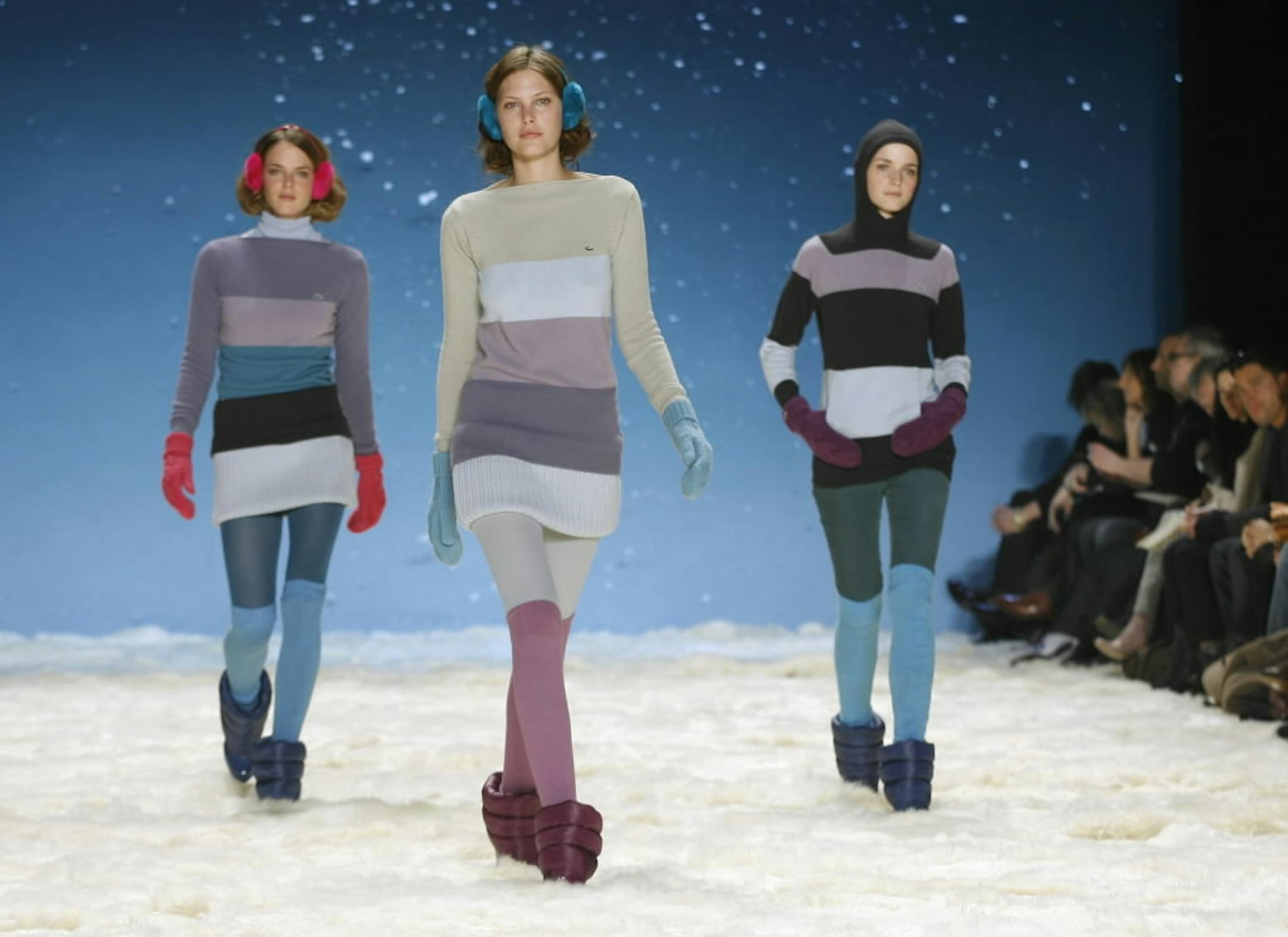 A model displays fall fashion from Lacoste in New York during Fashion Week, Saturday.