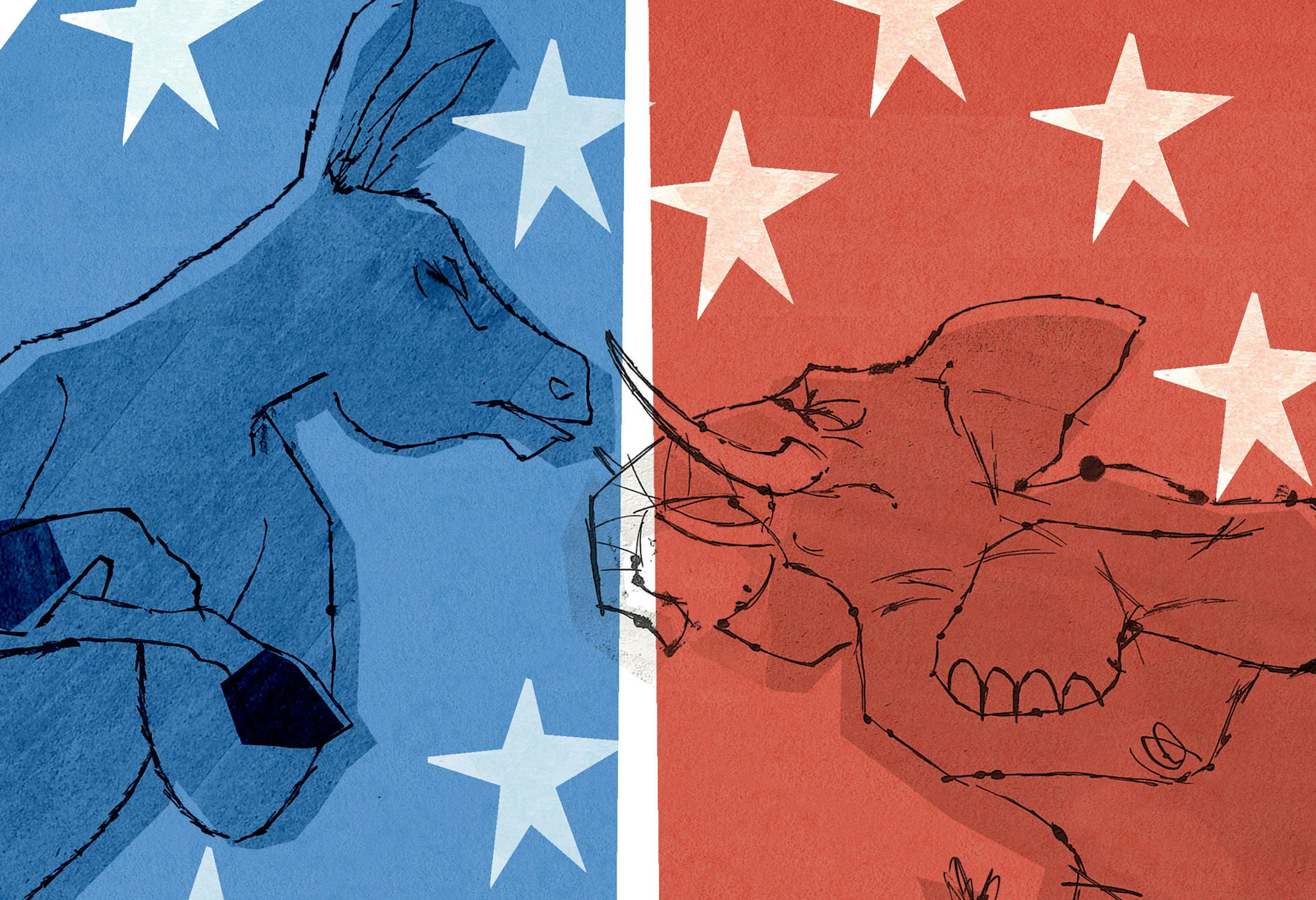 Illustration: Democrats and Republicans.