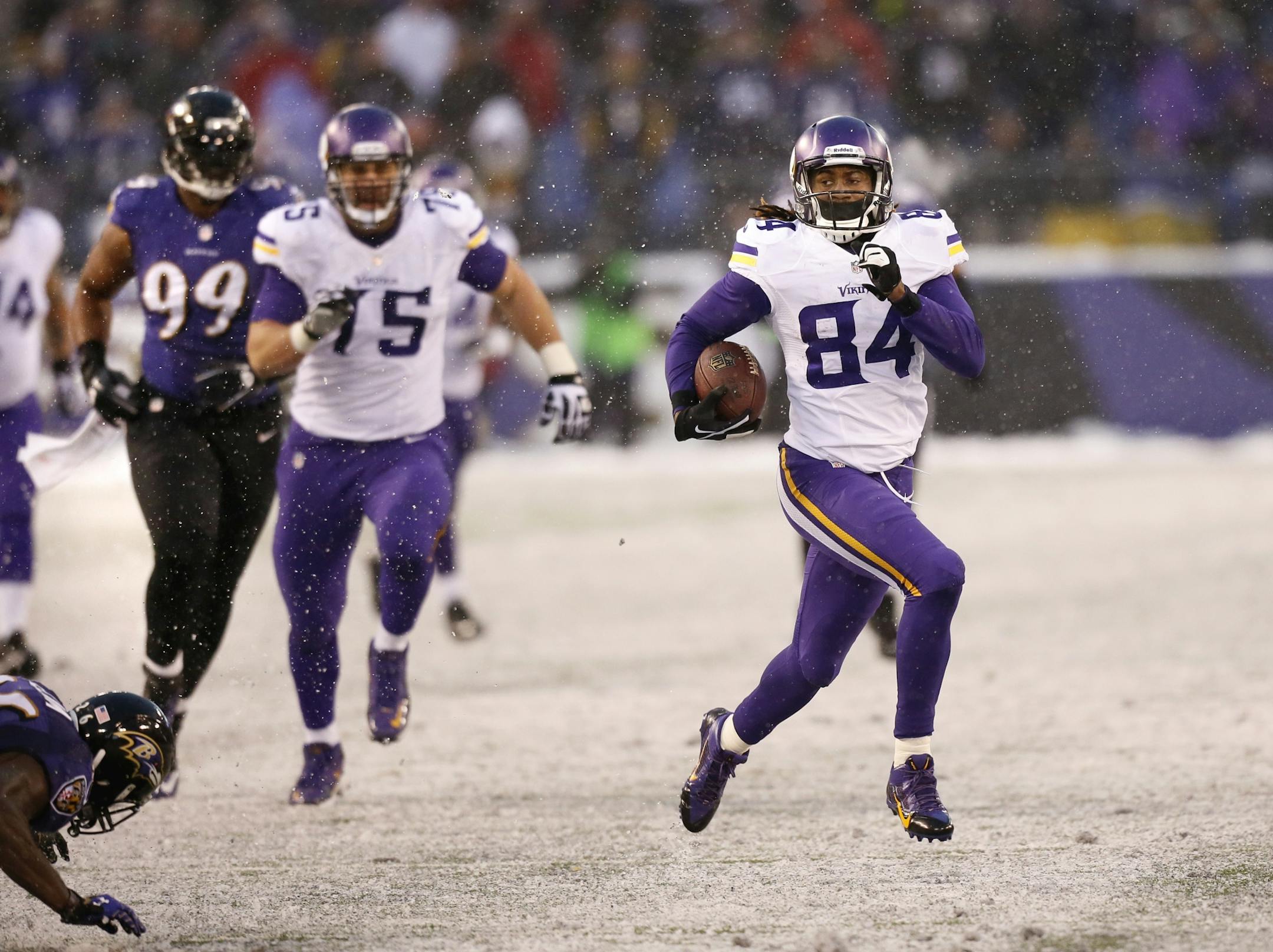 Cordarrelle Patterson broke free for a 79 yard TD run in the 4th quarter at Baltimore.