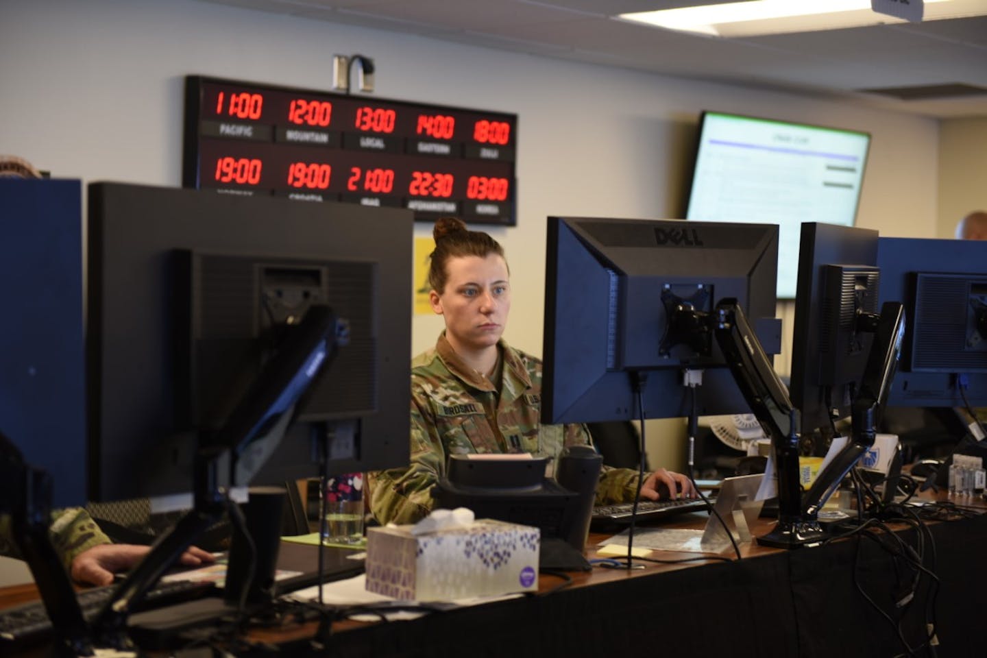 Capt. Ashley Birdsall of the Minnesota Army National guard in the Joint Operations Center officer for the Guard's COVID-19 response unit.