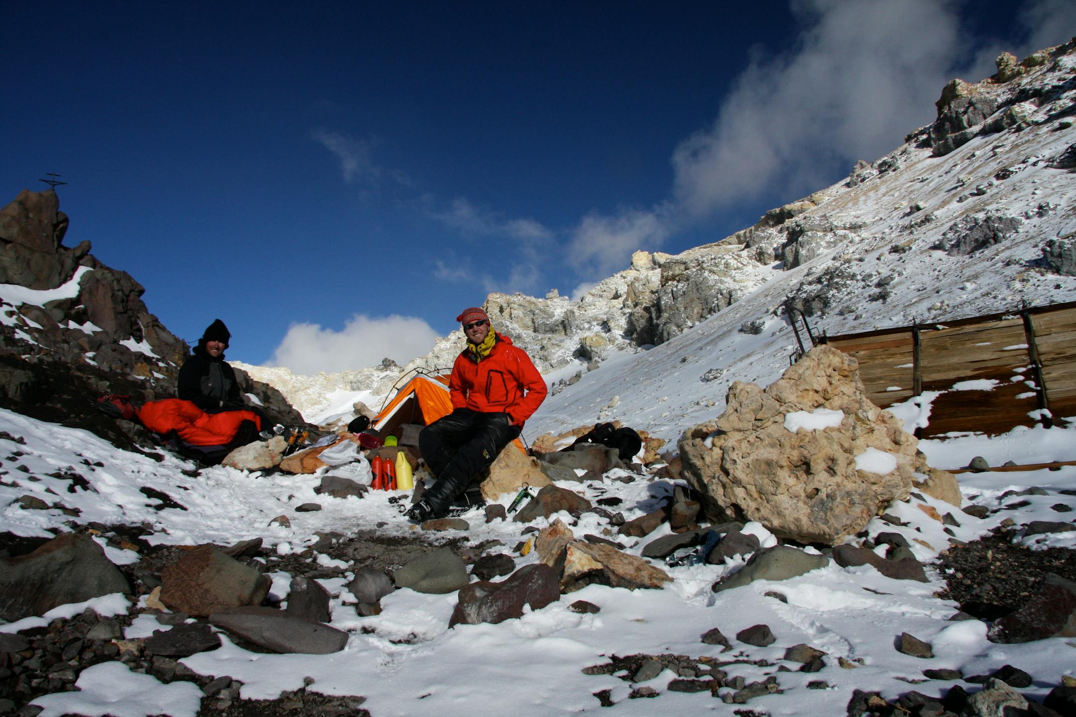 Mr. Honkomp & Mr. Gilbert at High Camp 19,600 feet
