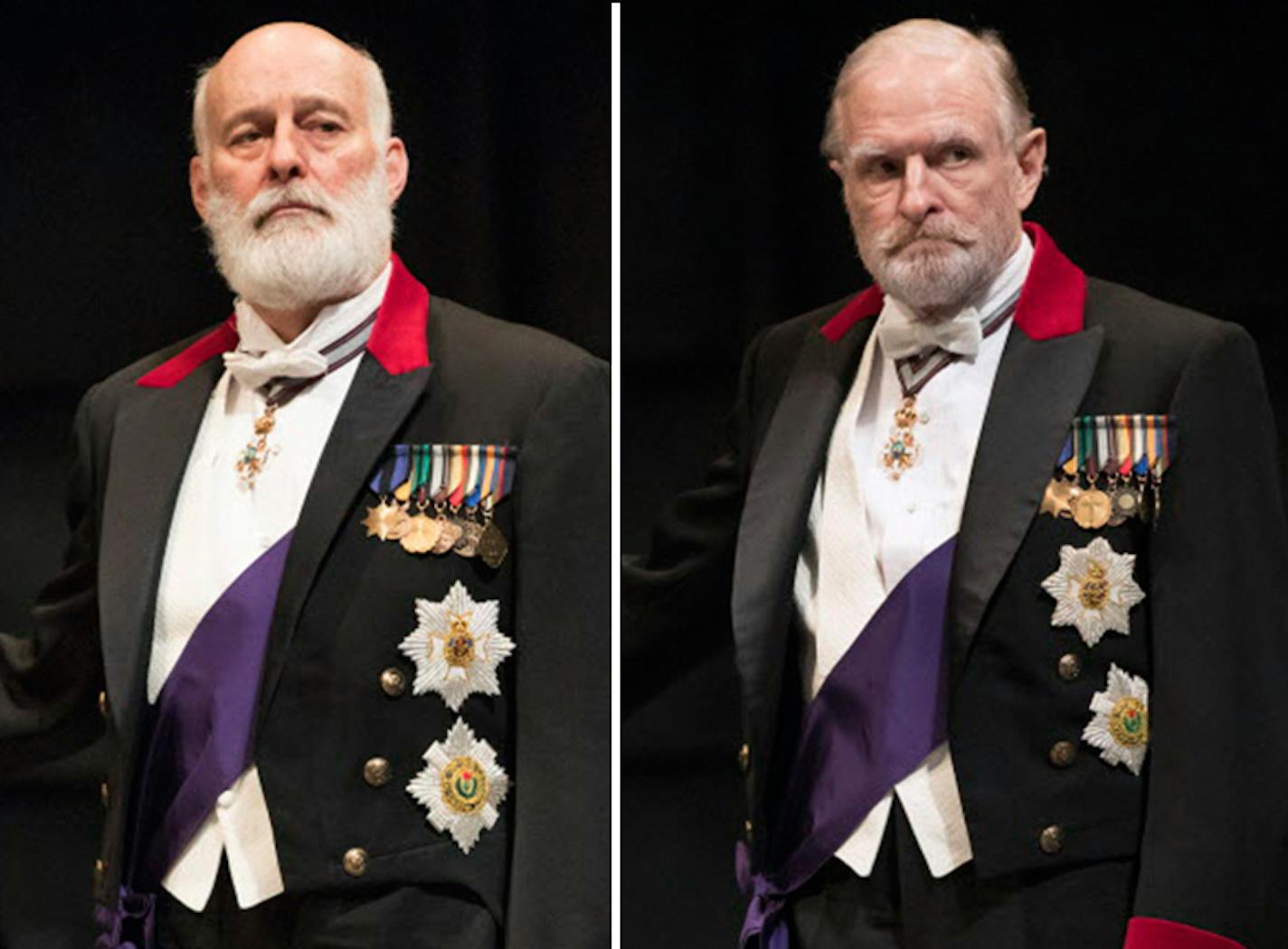 Stephen Yoakam, left, and Nathaniel Fuller both play King Lear at the Guthrie.