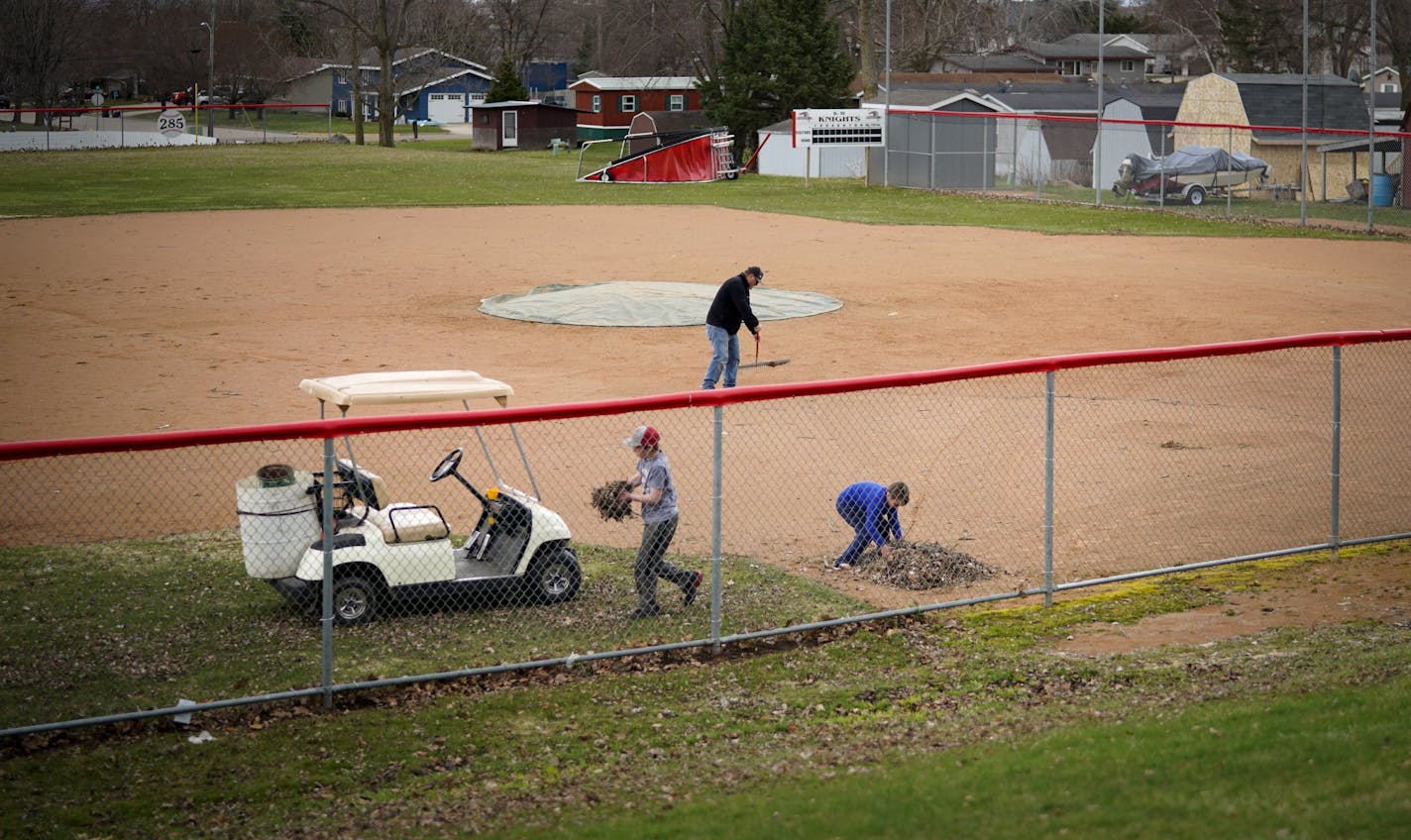 "These poor kids, they gotta get some ball in," said retiree Larry Van Dewalter, who goes down to the ball field in Wanamingo once in a while to clean it up in case the kids are allowed to play.