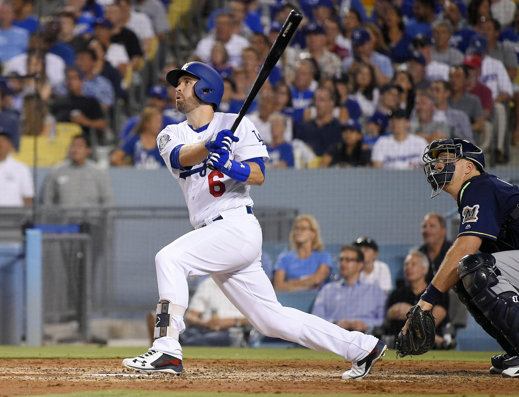Former Twins second baseman Brian Dozier hit his third homer with the Dodgers on Thursday night against the Brewers.