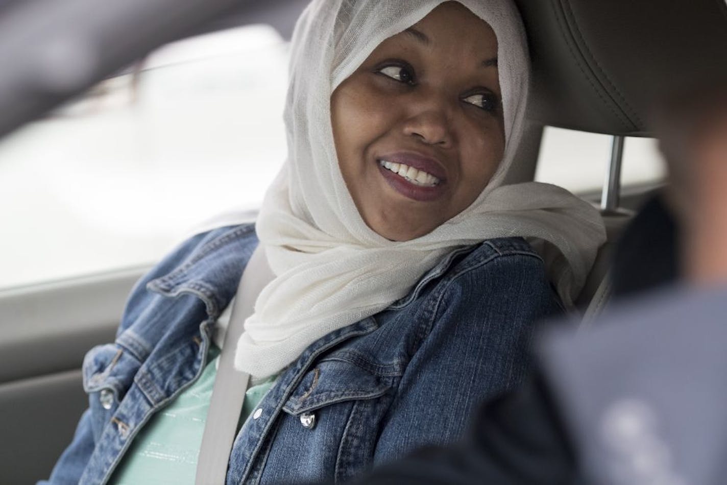 Saynab Egal picked up her daughter Salma Tahlil (not pictured) from Eden Prairie High School with Asad Aliweyd (not pictured), a community leader with New American Development Center in Eden Prairie, Minn., on Tuesday, April 18, 2017. After not being able to afford housing in Eden Prairie, Egal continued to bring her children to their schools in Eden Prairie even after moving to Chaska.