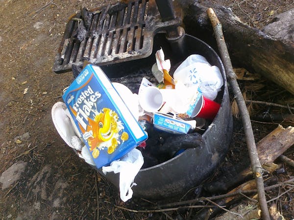 Some of the trash left over at a campsite in Voyageurs National Park.