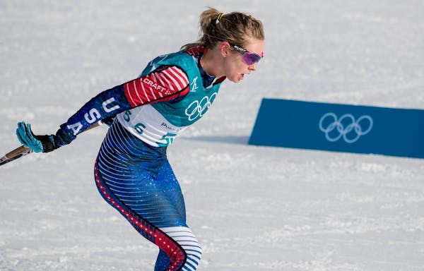 Jessie Diggins of Afton finished fifth in the women's 10km freestyle at Alpensia Cross-Country Centre in Pyeongchang