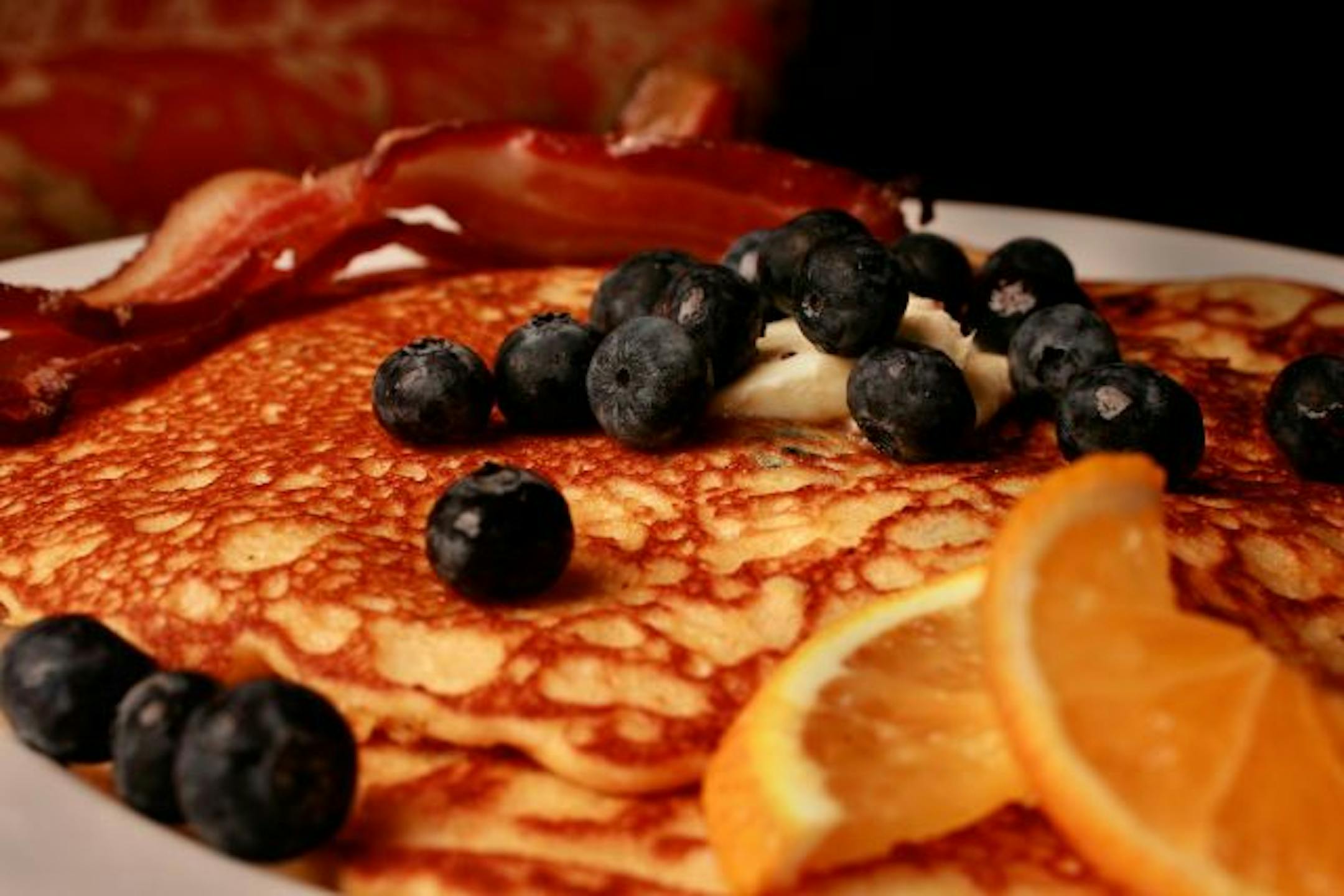 Chef Scotti Rosenbaum's cornmeal-blueberry pancakes at Wilde Roast Cafe.