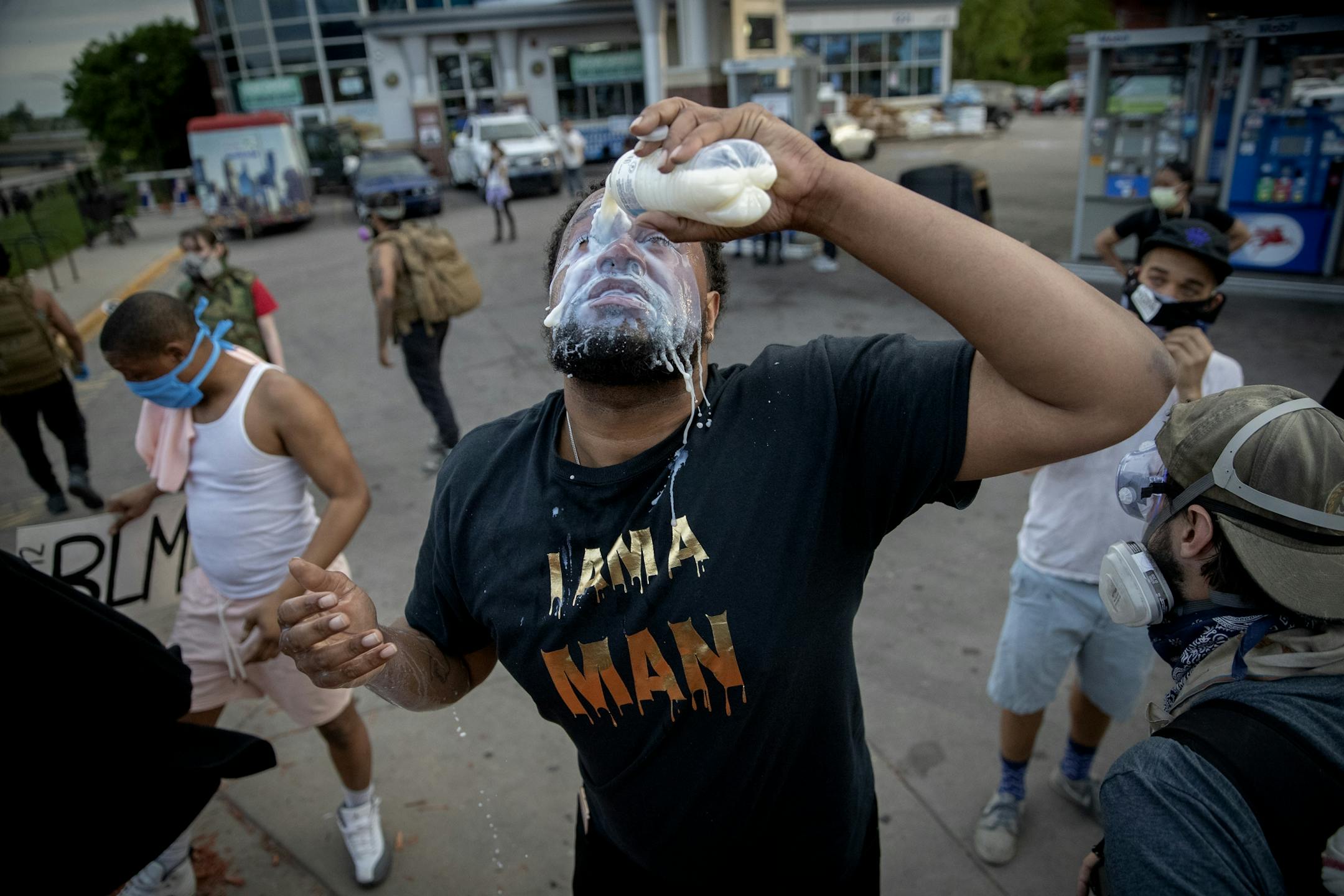 Hundreds of people marched in "No Bail" 10K March that started at US Bank and ended closing the 35W bridge in both directions and ended with clashes with law enforcement, Sunday, May 31, 2020 in Minneapolis, MN.