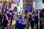 Susan Japheth joined SEIU members and nursing home workers outside The Estates at St. Louis Park on March 5, 2024, in a one-day protest strike for bet