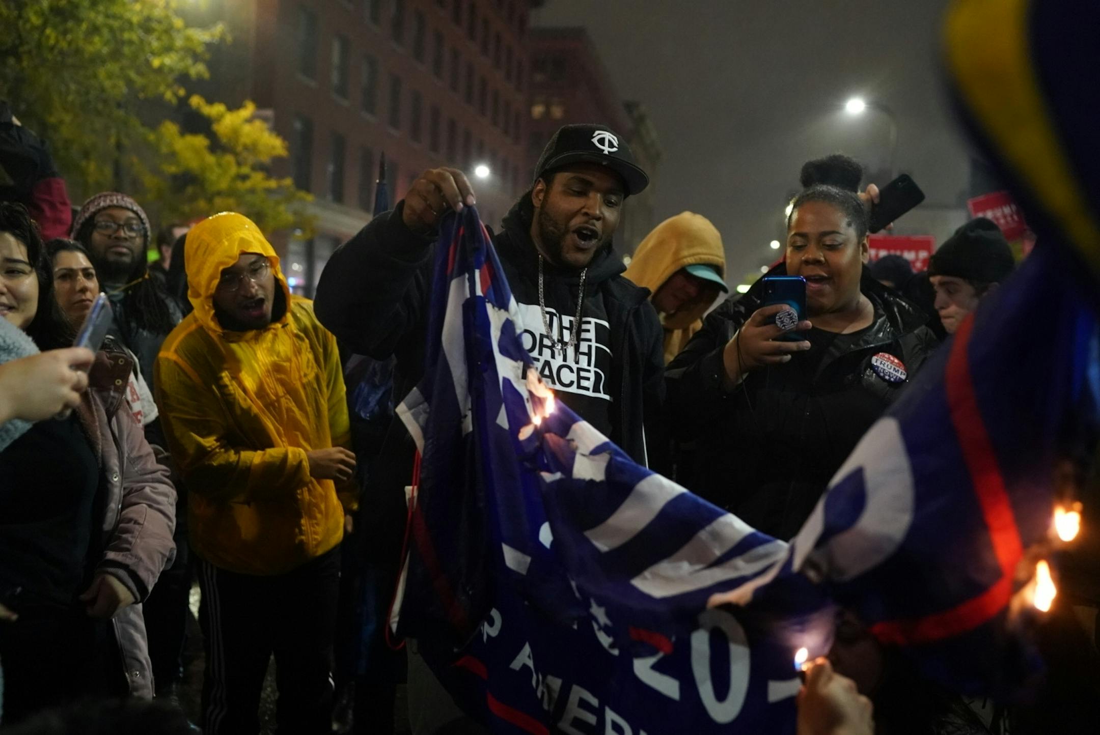 Outside the Target Center as President Donald Trump visits Minneapolis, Minn., for a campaign rally on October 10, 2019.