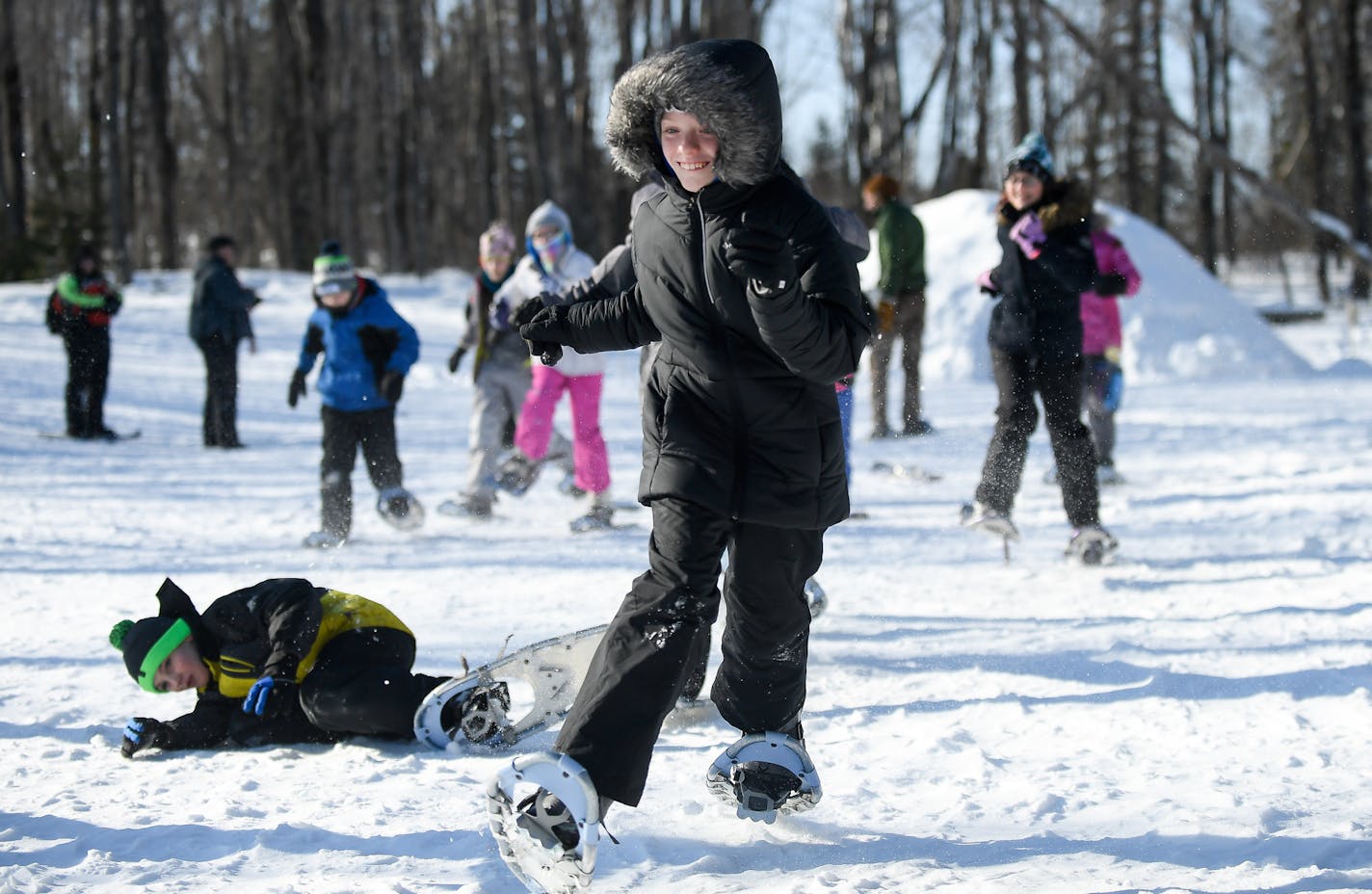 Lizzy Wegner, 11, a 6th grader from Watertown-Mayer, beat her classmates in a snowshoe race Tuesday morning at the Wolf Ridge Environmental Learning Center. Wolf Ridge naturalist and snowshoe instructor Sam Anderson used the race as an opportunity to see if his students' show shoes were properly fastened. ] AARON LAVINSKY ï aaron.lavinsky@startribune.com The Wolf Ridge Environmental Learning Center was looking to expand and eyeing a gorgeous plot of land on Lake Superior the DNR was selling. An