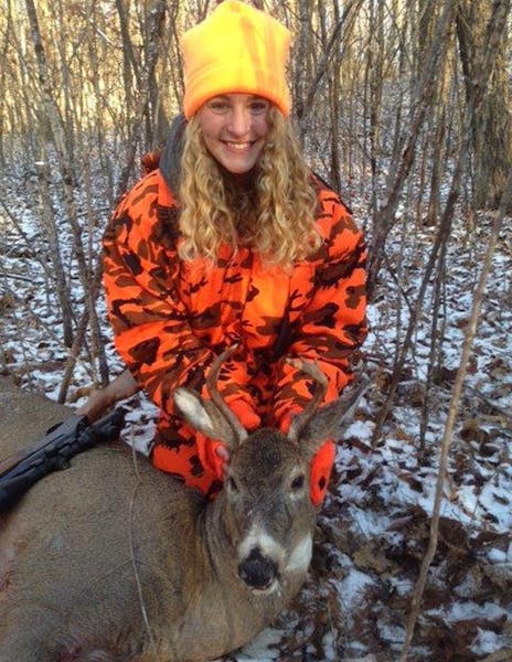 Calista Flett with her first deer.