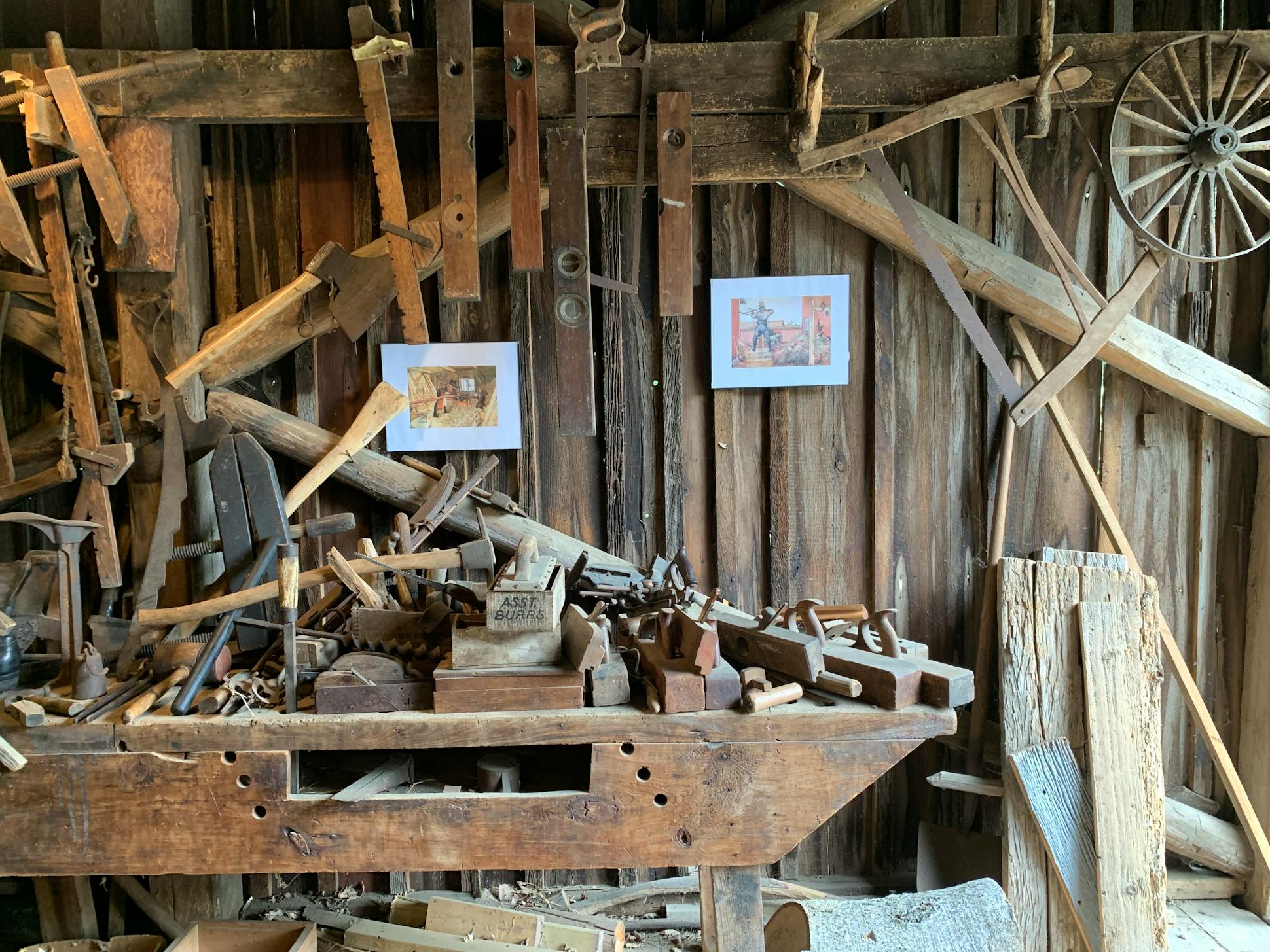 The Gammelgården (old farm) museum includes several buildings from the state's first Swedish settlement, including this tool-filled barn.