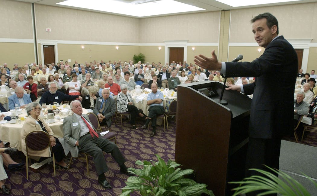 Governor Tim Pawlenty spoke to a gathering of the Minnesota breakfast club in Naples, Fla., in 2003.