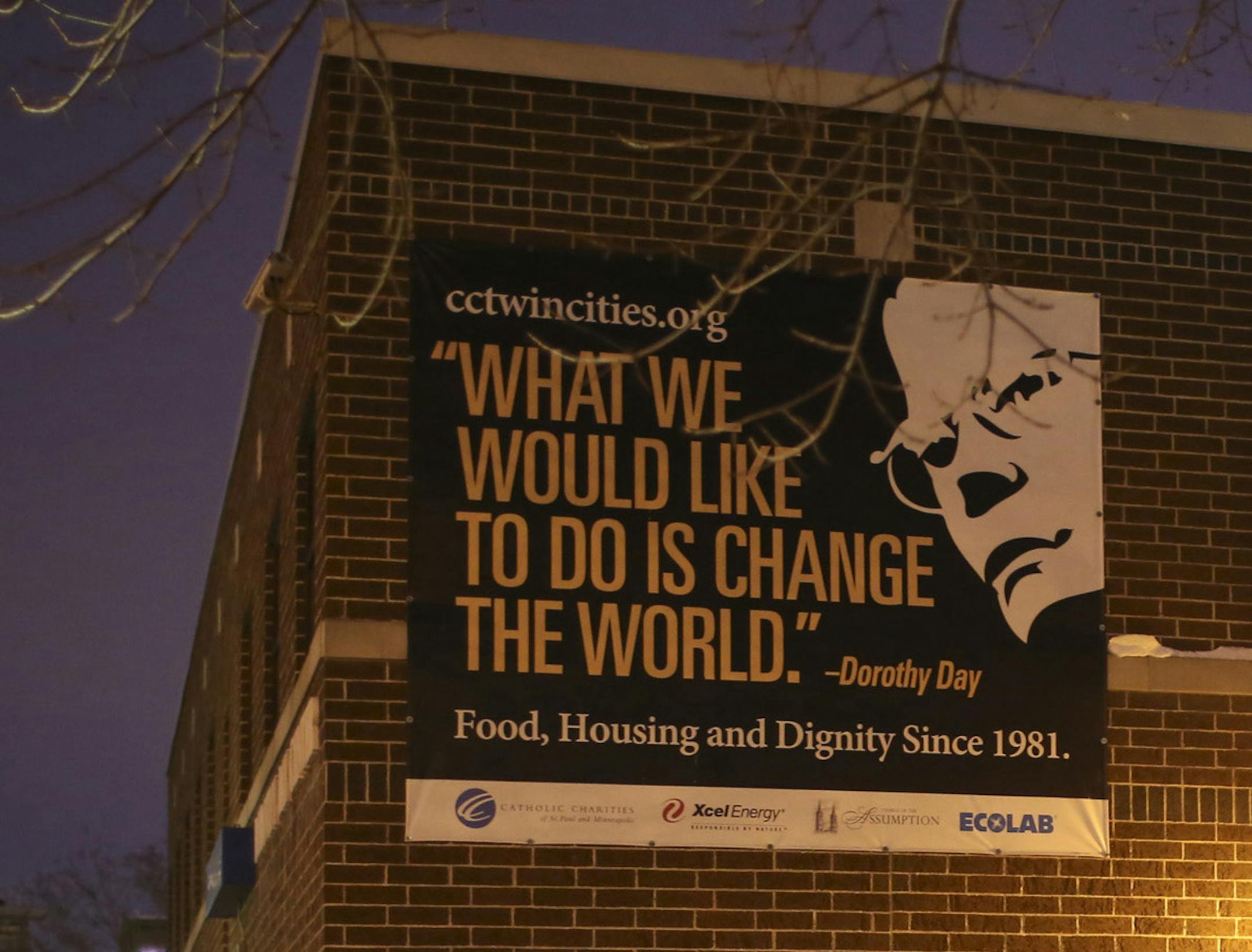 A task force to rethink the Dorothy Day Center in downtown St. Paul is recommending a $64 million project that would locate a shelter and opportunity center in the northeast corner of downtown and build permanent housing on the current site near the Xcel Energy Center. The outside of the Dorothy Day Center in downtown St. Paul Thursday evening, December 19, 2013. Clients were departing after receiving an evening meal. Many would return two hours later when the shelter opened for overnight client