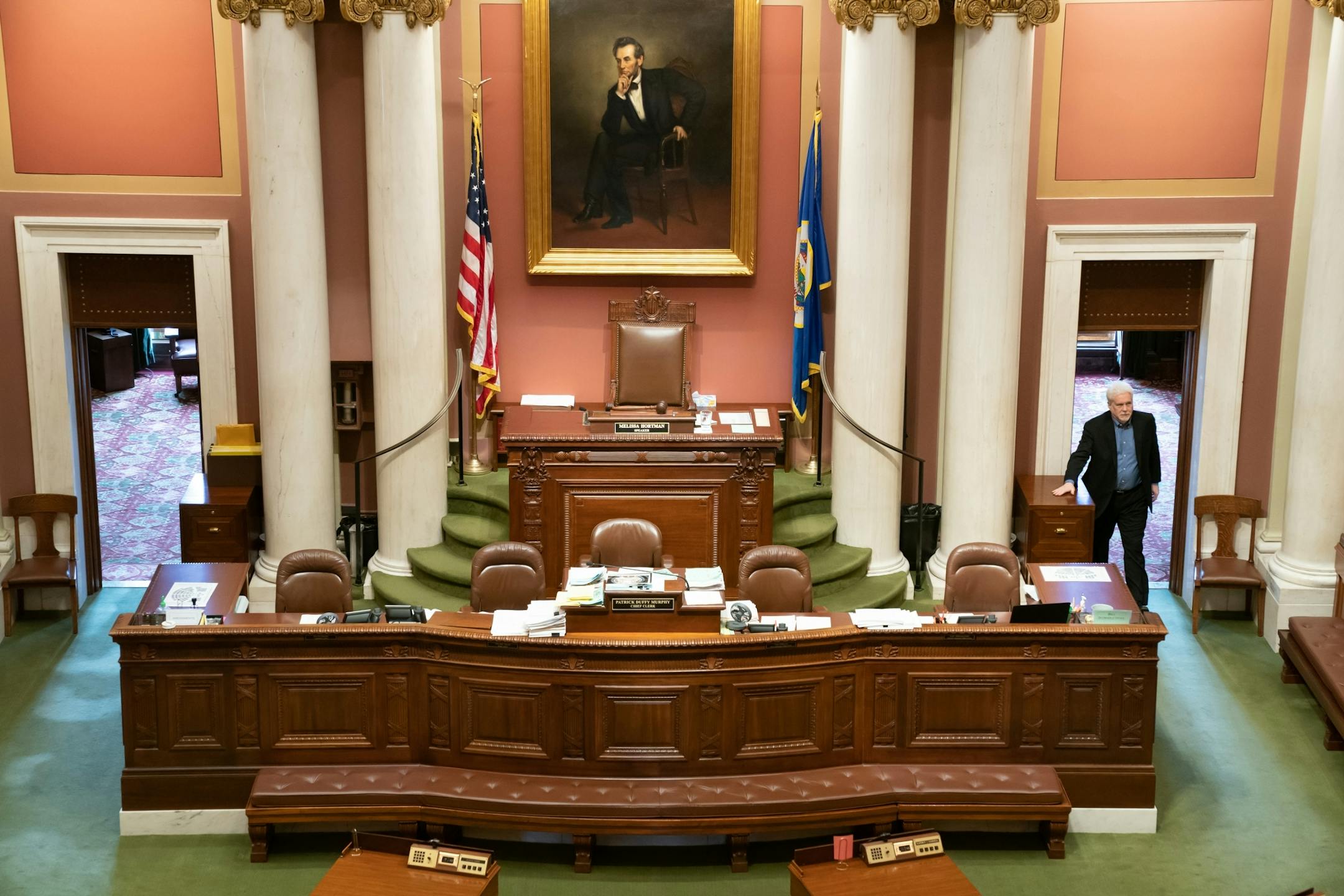 Chief Clerk Patrick Duffy Murphy looked around at the empty House Chamber Tuesday morning. A special session still looms to finish much of the work that was not completed before the session came to a close at midnight Monday night.