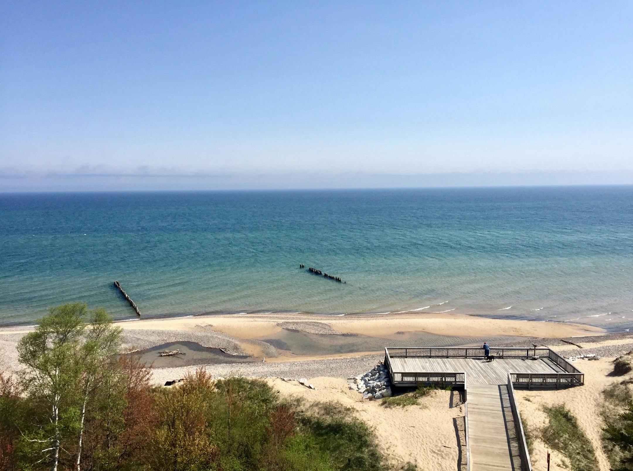 The view from the top of Whitefish Point Lighthouse on Lake Superior, located next to the Great Lakes Shipwreck Museum in Paradise, Mich. It's one of the highlights on the 1,300-mile Lake Superior Circle Tour.
