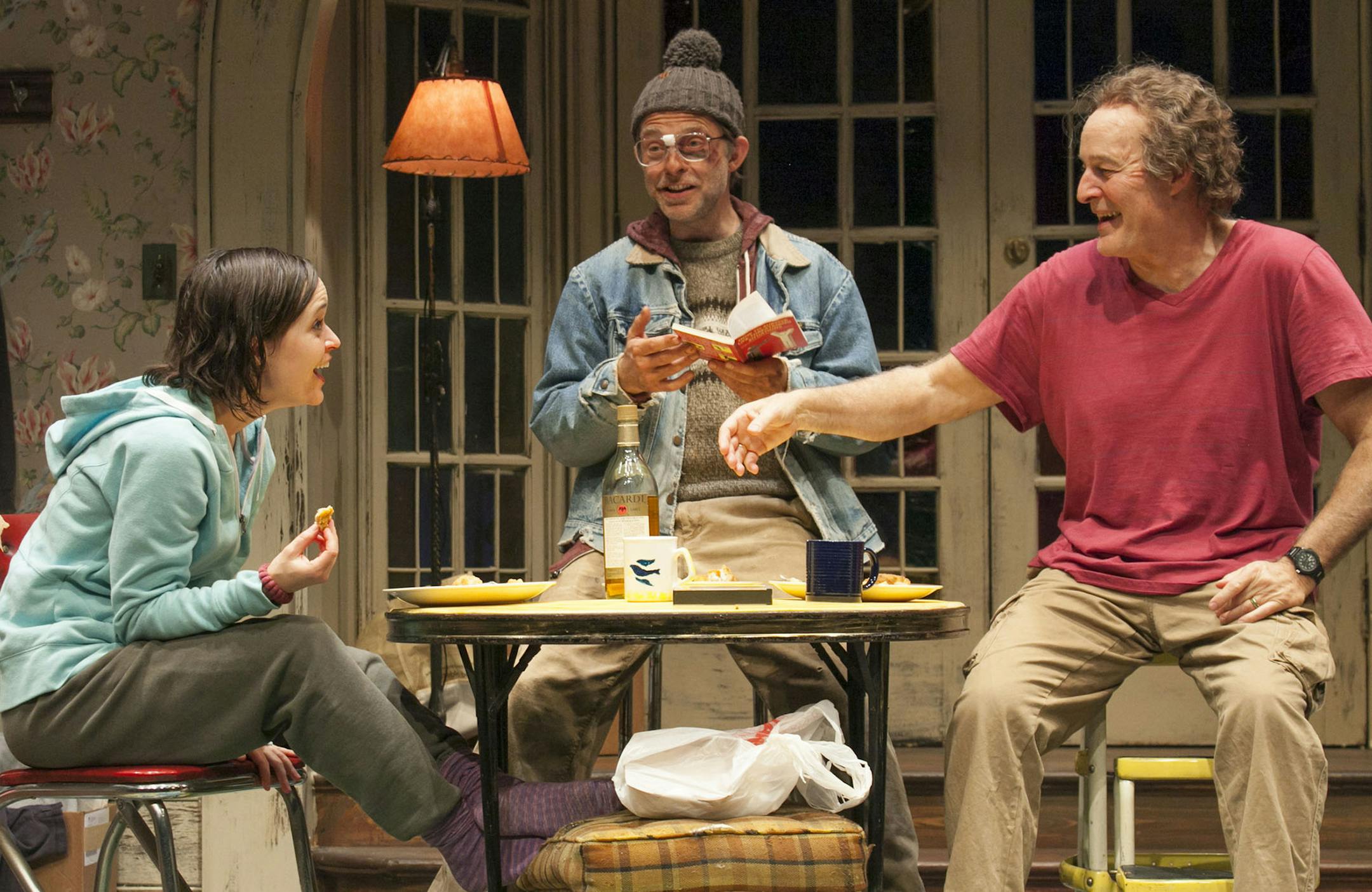 Sara Richardson as Aimee, Patrick Bailey as Doc and Stephen Yoakam as Tommy in "The Night Alive" at the Jungle Theater. PHOTO CREDIT: Heidi Bohnenkamp