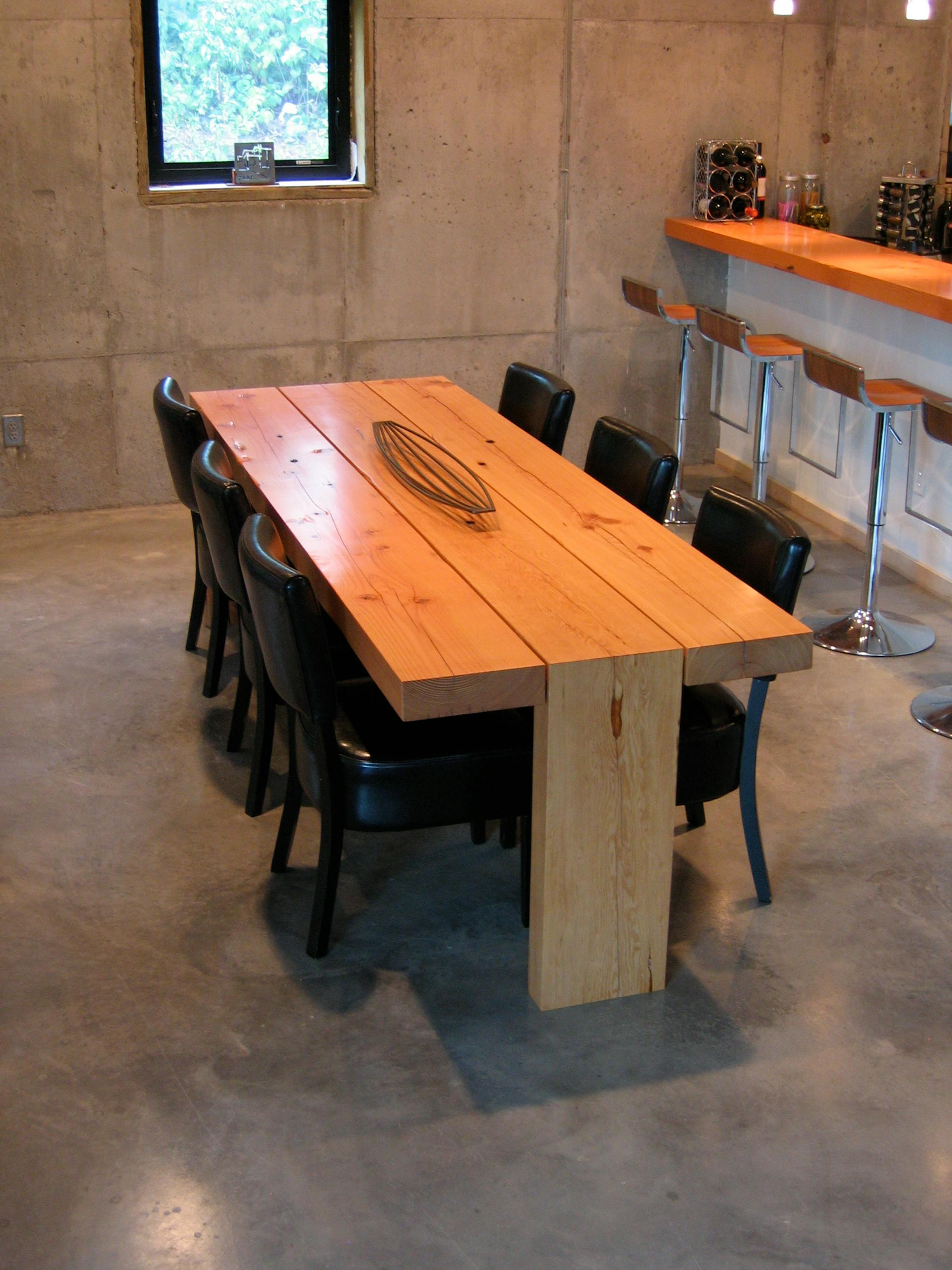 The custom reclaimed Douglas Fir table.