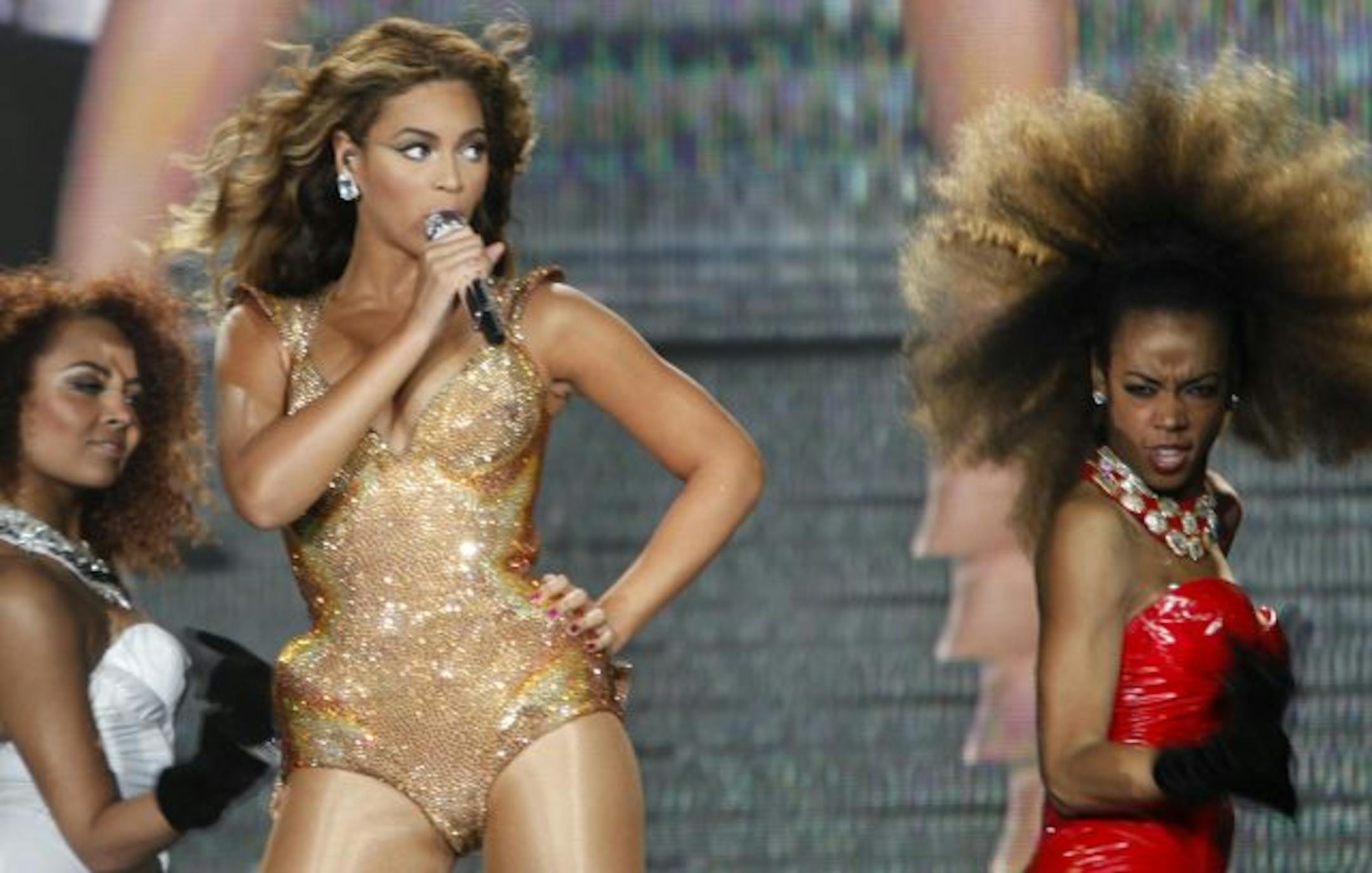 Singer Beyonce Knowles takes the stage at the start of her performance Thursday evening at the Target Center in Minneapolis.