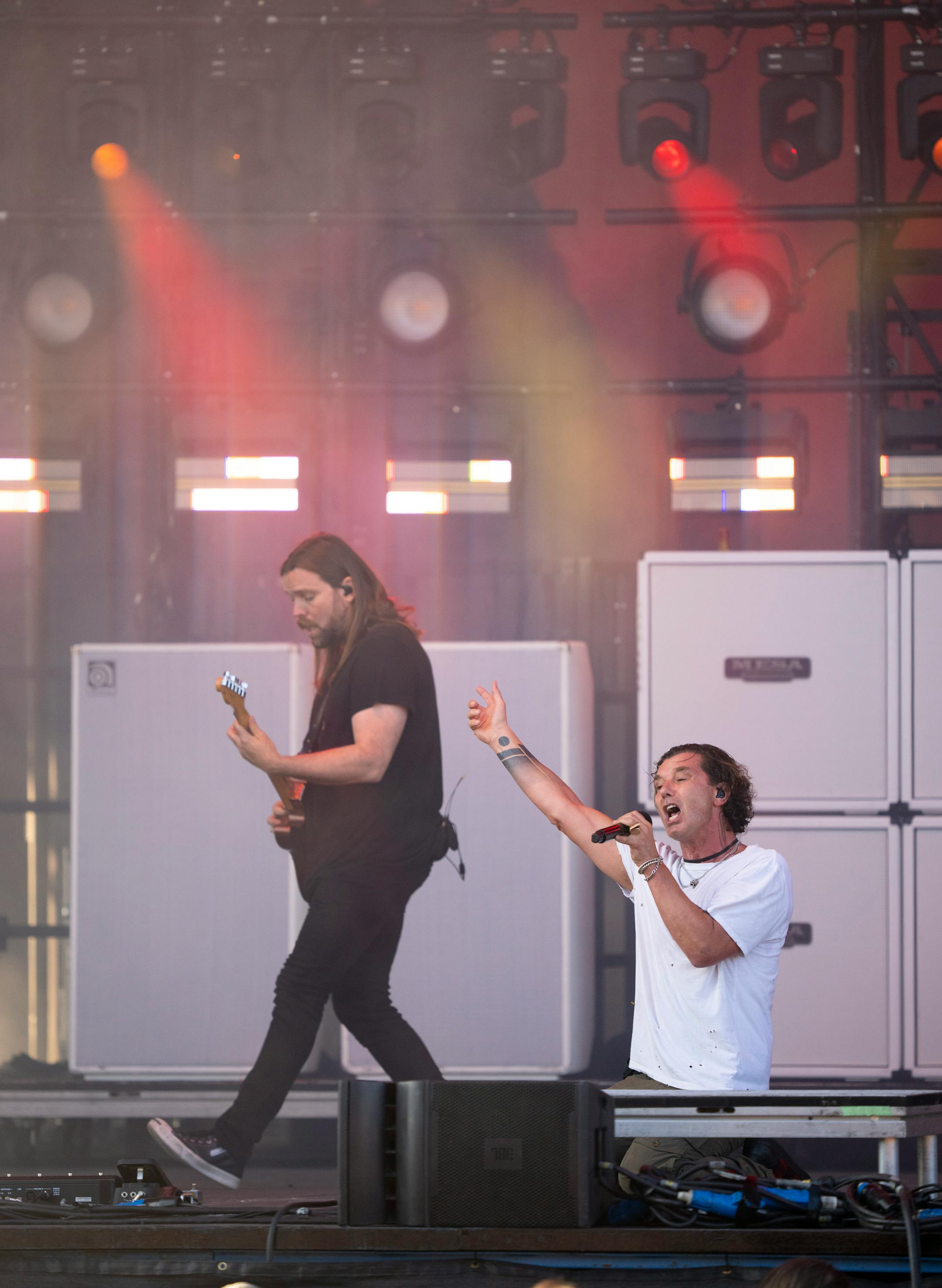 Lead singer Gavin Rossdale with guitarist Chris Traynor of Bush, opening for Alice in Chains, got the Grandstand shows underway.