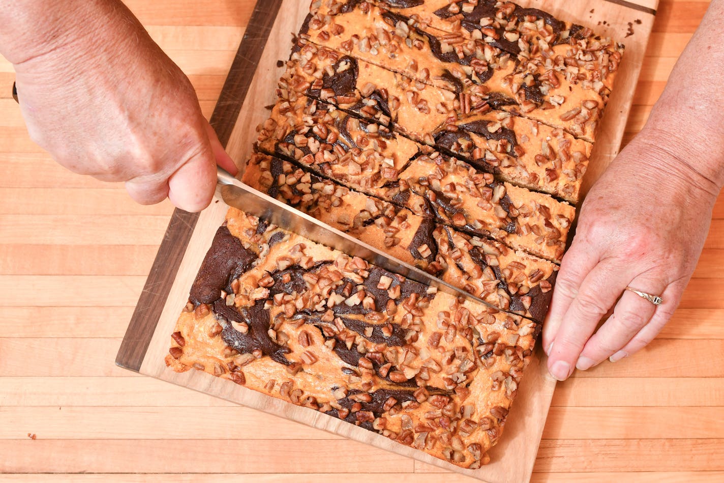 Step by step for Pumpkin Cheesecake Swirl Brownies. ] GLEN STUBBE &#xef; glen.stubbe@startribune.com Thursday, October 12, 2017 Backlash to the pumpkin spice craze arrived in the nick of time (tho still too late for many). But don't give up on pumpkin. Its honest, earthy flavor pairs wonderfully with a not-too-sweet chocolate in Pumpkin Cheesecake Swirl Brownies. Step by step for brownies, then cover shot and inside jump shot for Baking Central