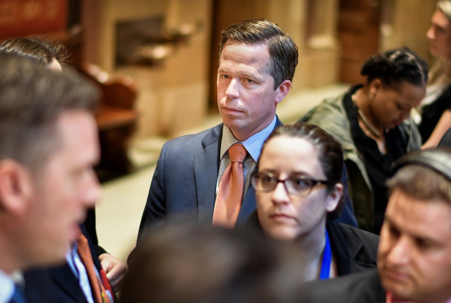 Ben Golnik, Executive Director, Majority Caucus, is usually in the background as his boss Kurt Daudt speaks to reporters. ] GLEN STUBBE &#x2022; glen.stubbe@startribune.com Wednesday, May 10, 2017