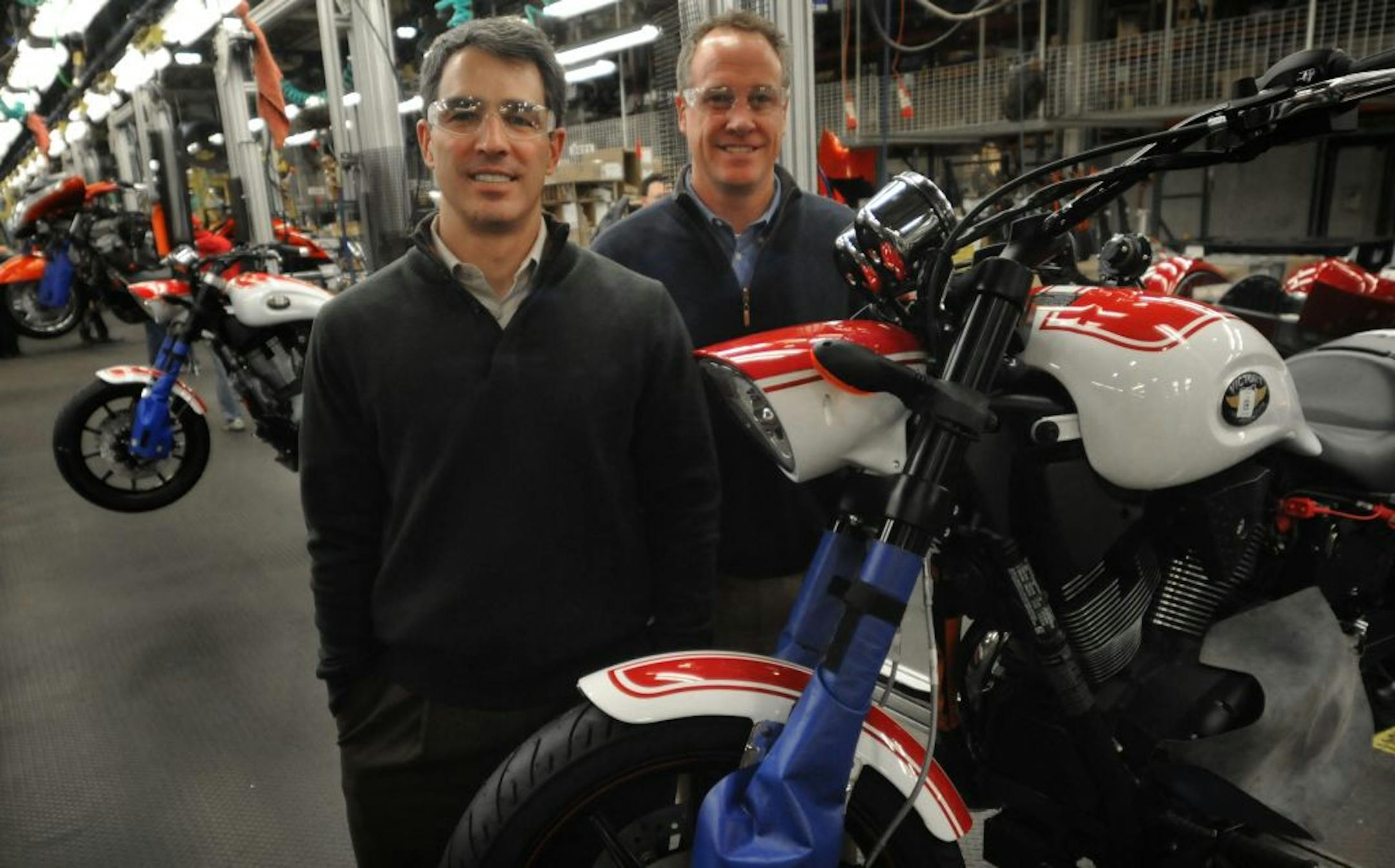 Long known for its snowmobiles and atvs, Polaris is attempting to become a bigger player in motorcycle manufacturing. Last year it added the iconic Indian brand to its line up of cruisers and touring bikes produced under the Victory name. Polaris, CEO Scott Wine and President Bennett Morgan stood on the assembly line in Spirit Lake, Iowa. with a Victory motorcycle..