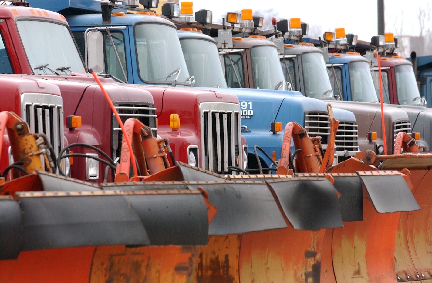 St. Paul, Mn., Fri., Jan. 4, 2003—Some of the 80 pieces of St. Paul snowplowing equipment is parked at St. Paul Public Works.