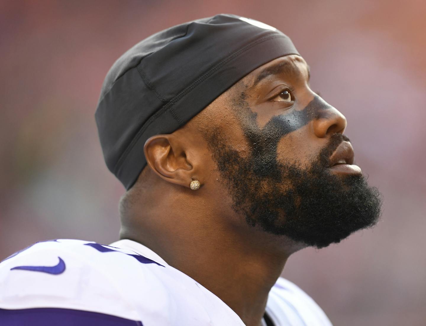 Minnesota Vikings defensive end Everson Griffen watches during the first half in an NFL football game against the Denver Broncos Saturday, Aug. 11, 2018, in Denver. (AP Photo/Mark Reis) ORG XMIT: MIN2018092421292142