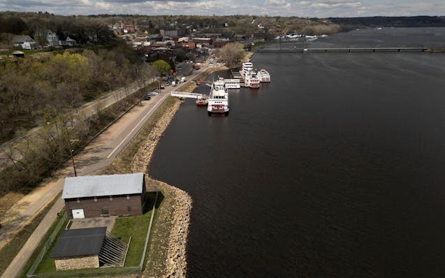 The historic Moritz Bergstein Shoddy Mill and Warehouse, sit along the St. Croix riverfront as seen in a northward view Wednesday in Stillwater. The S